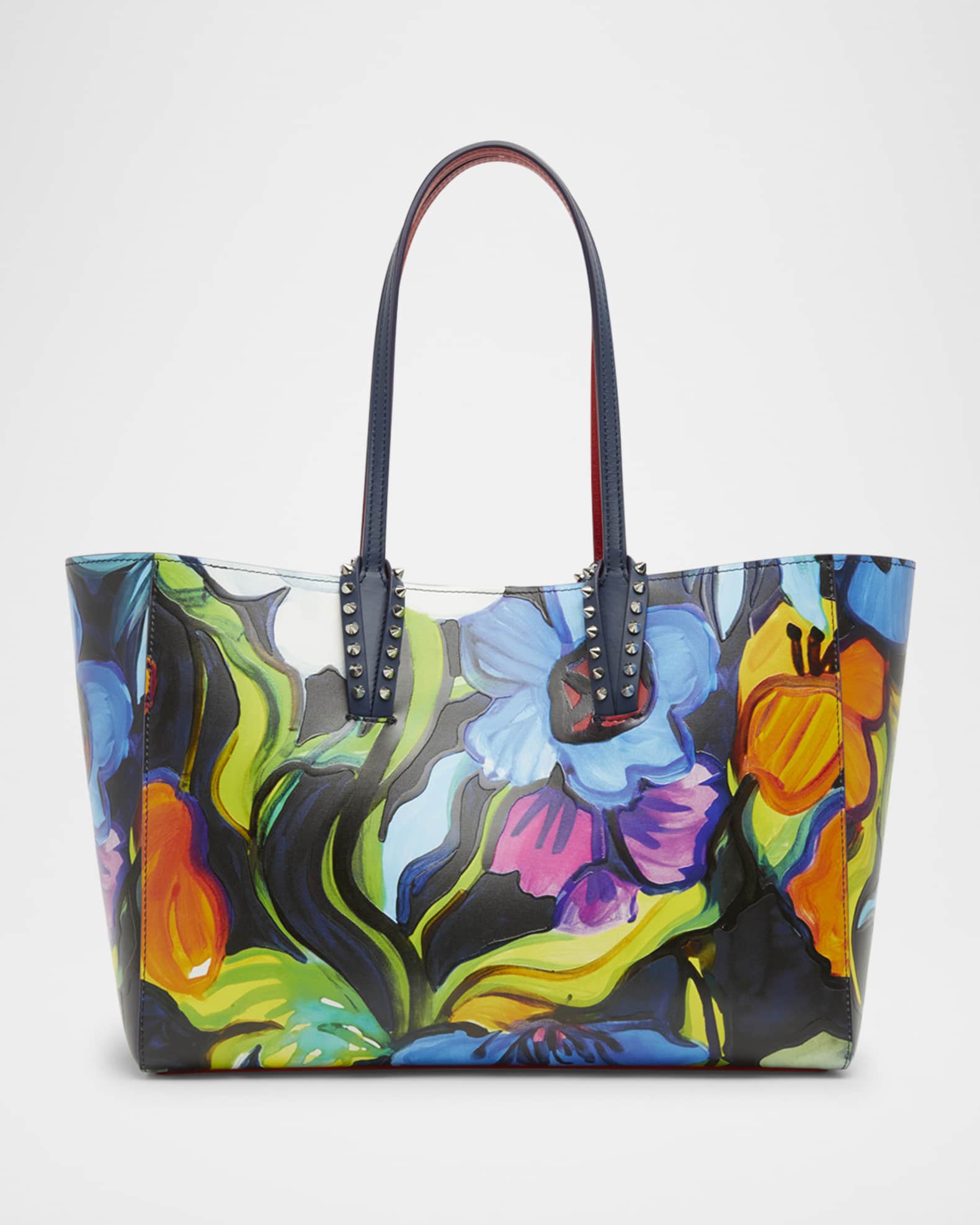Cabata Small Tote Bag in Flower-Print Leather 0