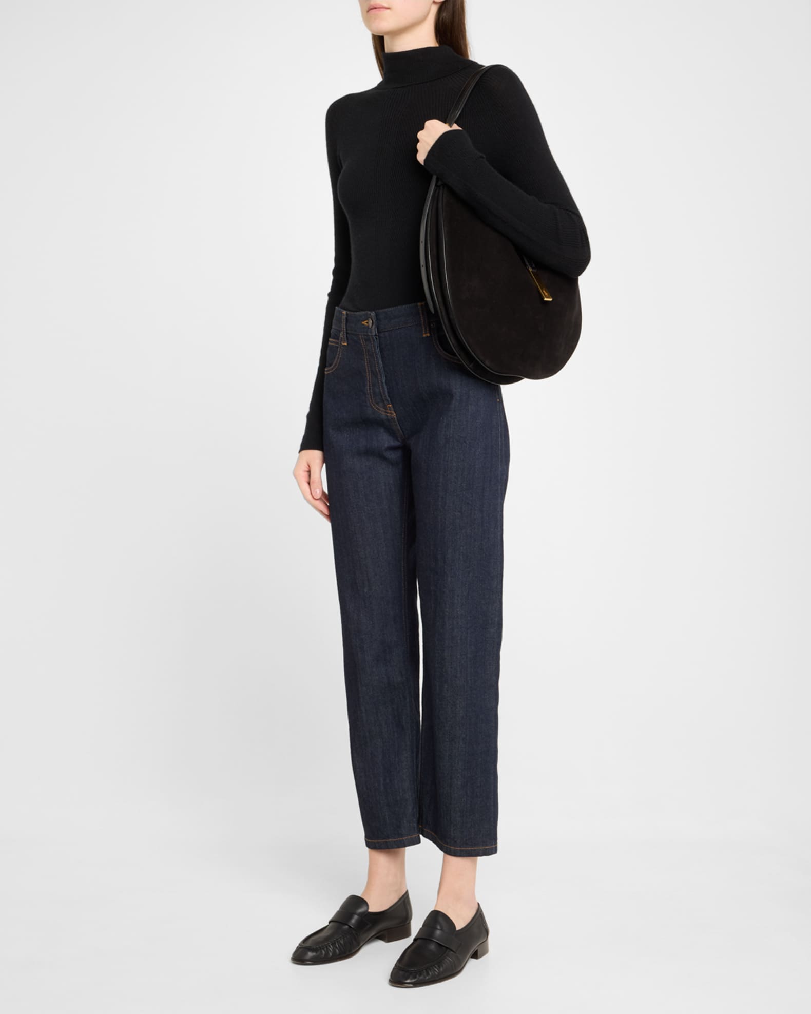 Polo ID Suede Large Shoulder Bag | Neiman Marcus