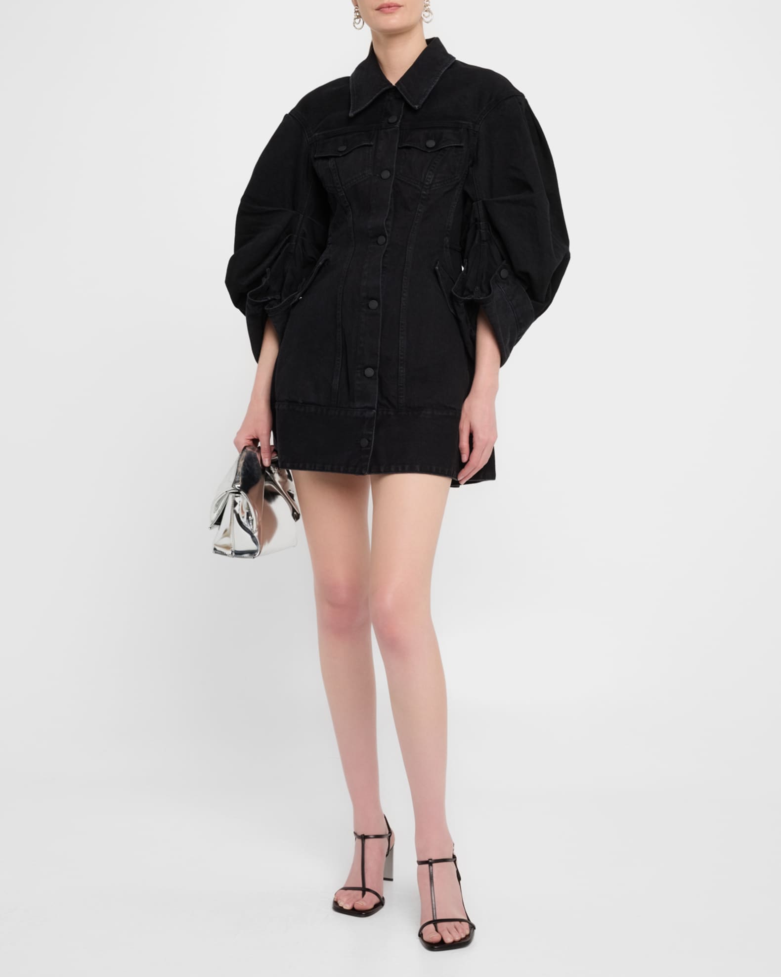 Embellished Sculpted Denim Coat 1
