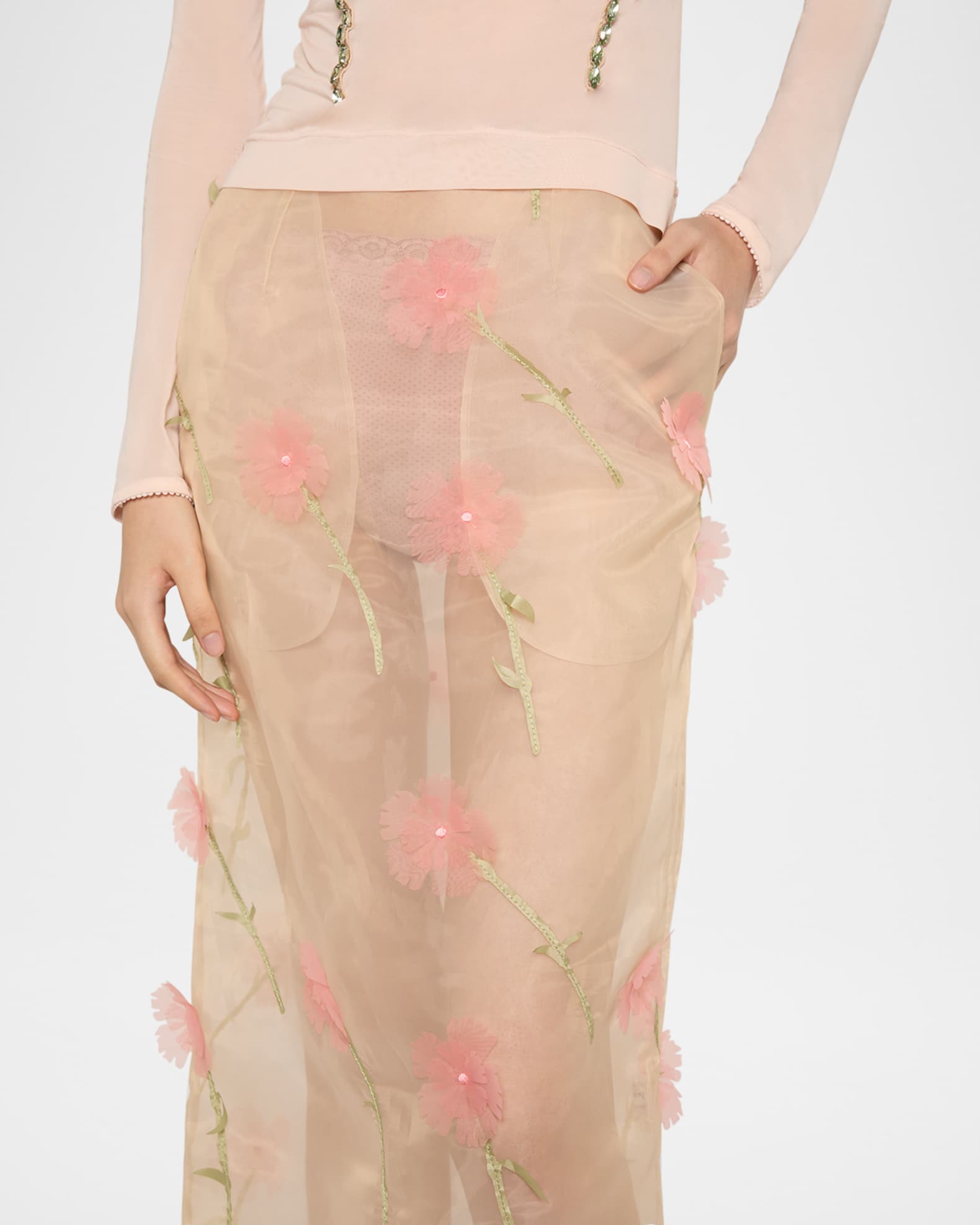 Simone Rocha Silk Floral Pleated Skirt | eBay
