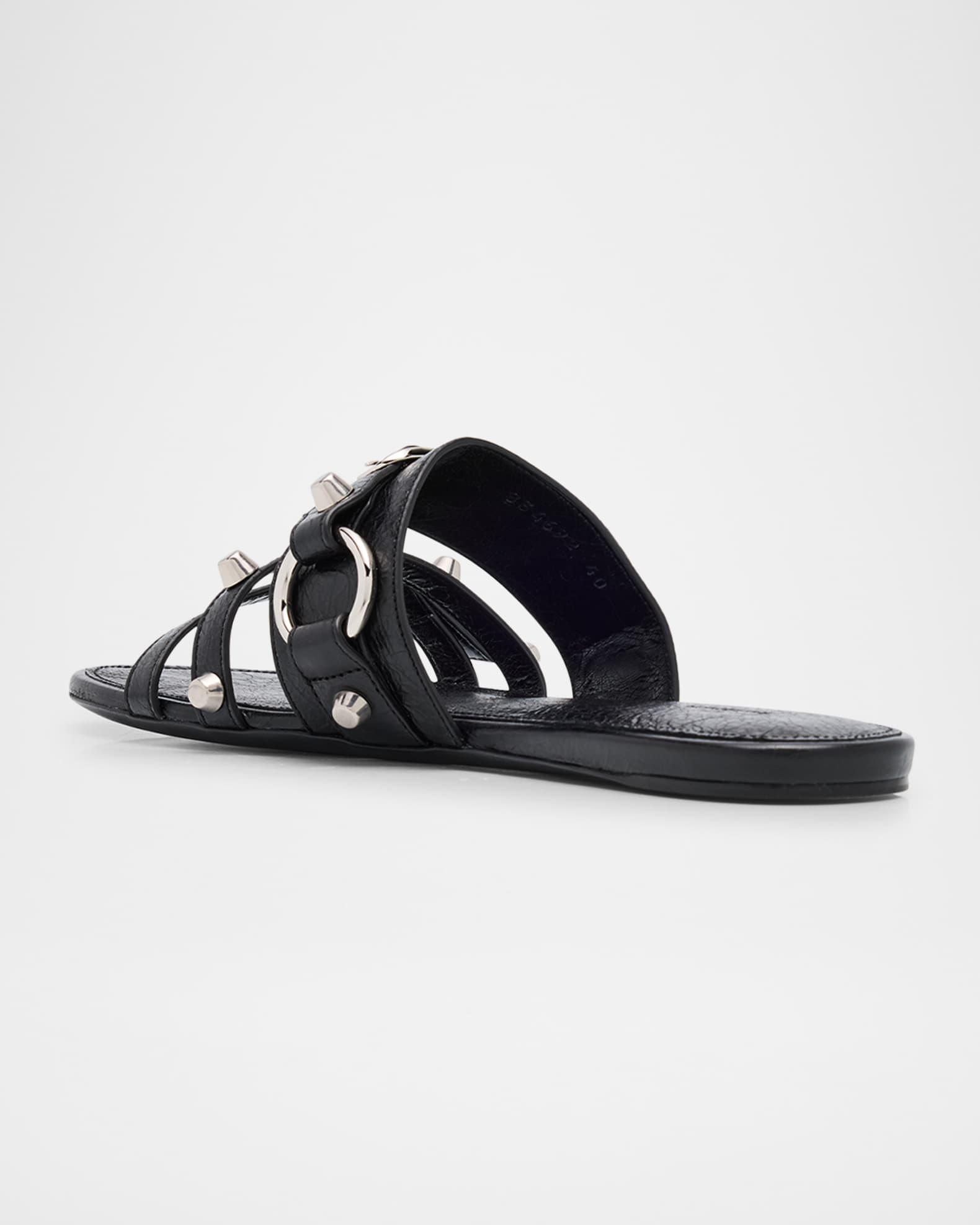 Balenciaga City Leather Triple-Band Slide Sandals | Neiman Marcus