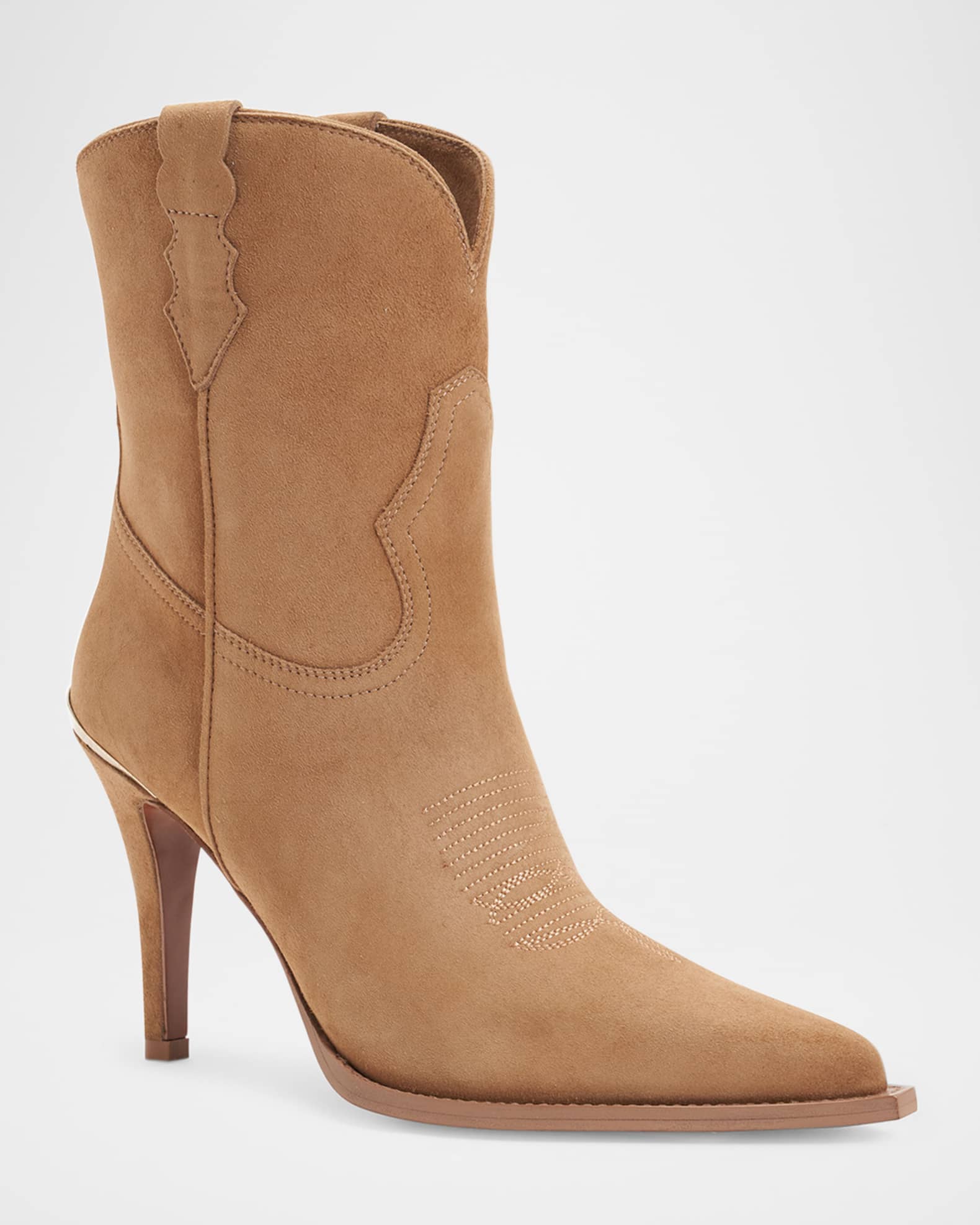 Katie Suede Western Stiletto Booties 1