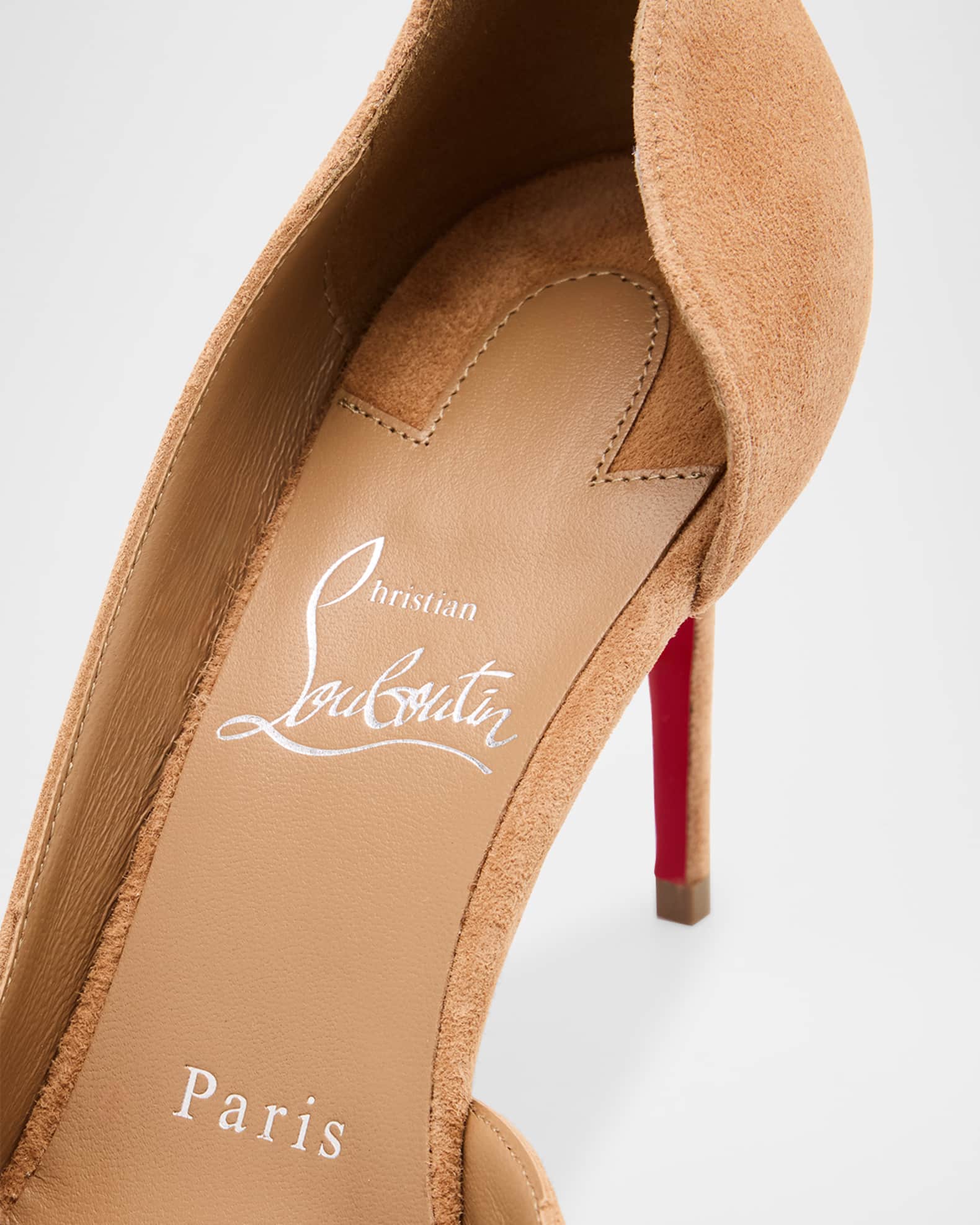 Christian Louboutin 85mm Iriza Suede Half-d'Orsay Pumps | Neiman