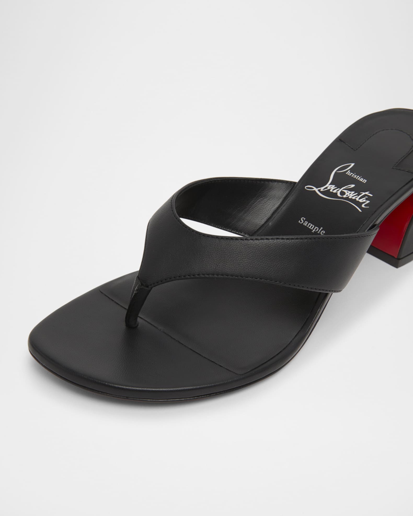 Christian Louboutin 55mm Jane Tonga Leather Slide Sandals | Neiman