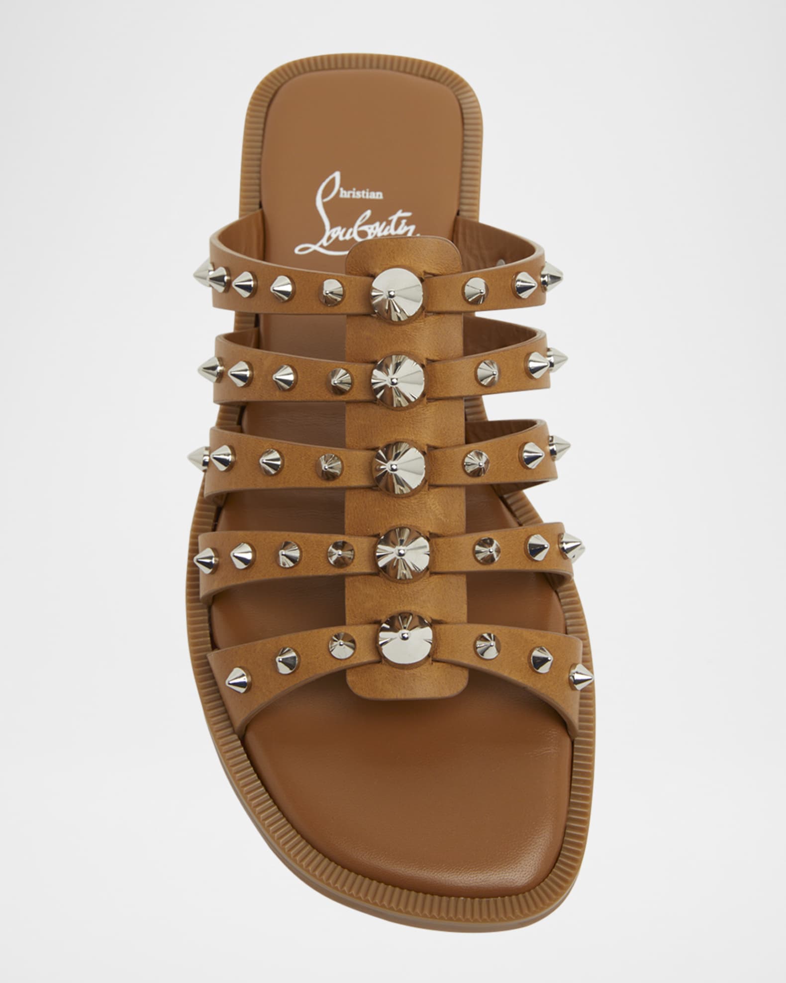 サンダル・ミュール Christian Louboutin Charja Spike Leather Sandals Christian Louboutin Charja Spike Leather Red Sole Slide