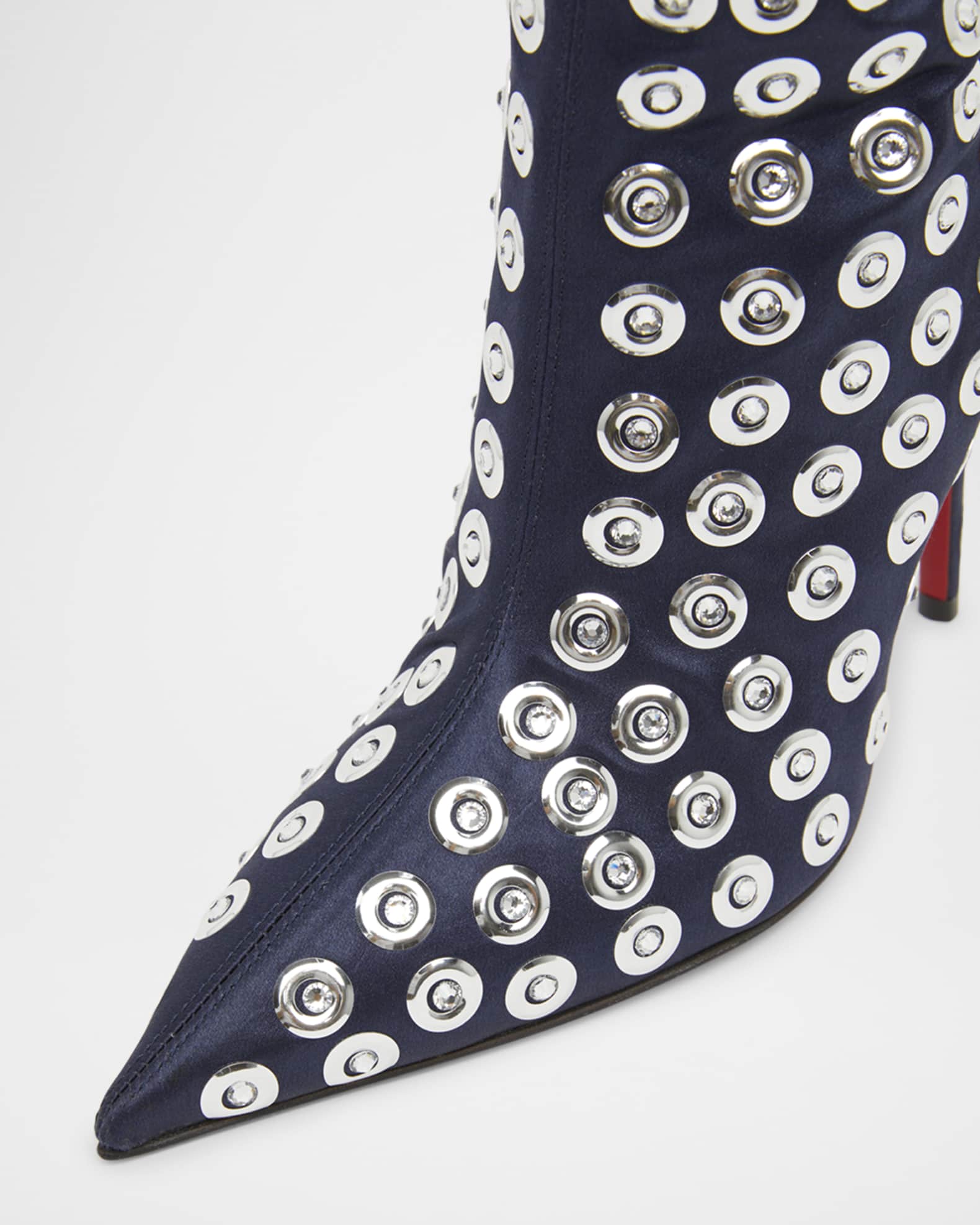 Christian Louboutin 100mm Miss Z Crystal Silk Knee Boots | Neiman