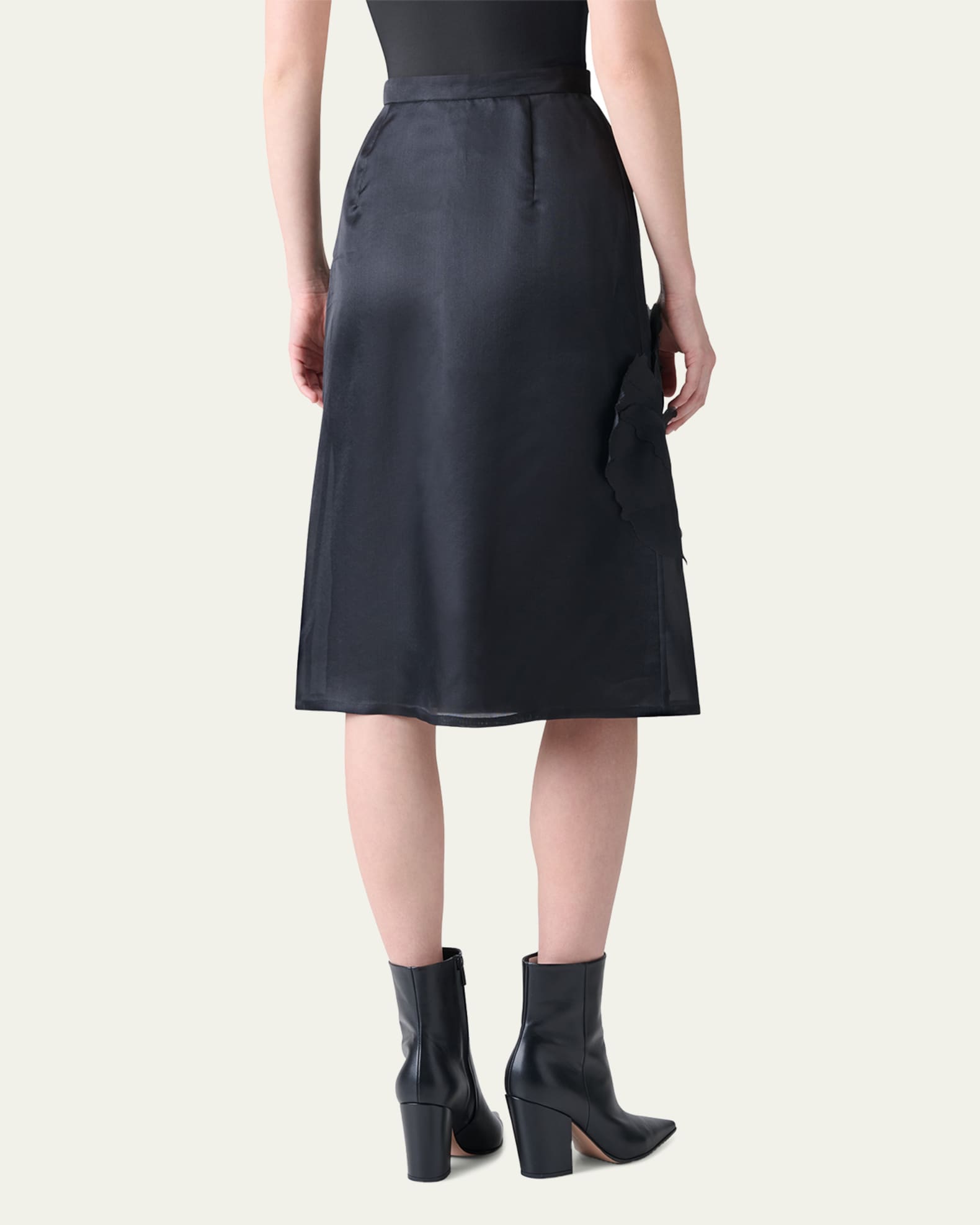 Akris Anemone Corsage Organza Midi Skirt | Neiman Marcus