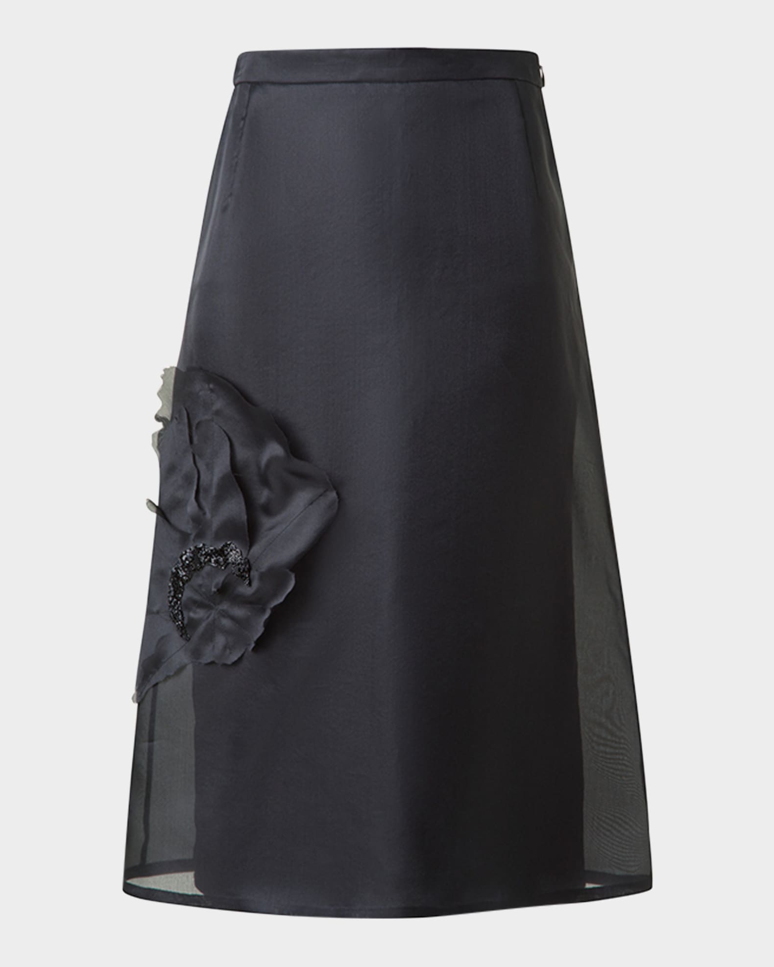 Akris Anemone Corsage Organza Midi Skirt | Neiman Marcus