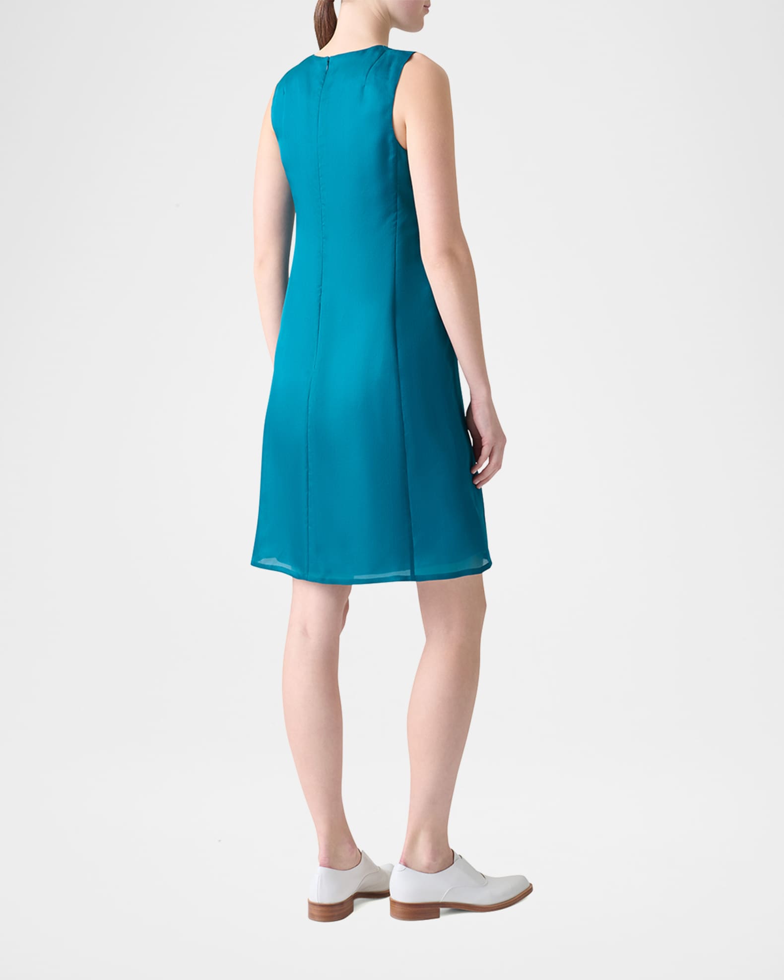 Silk Cocktail Dress with 3D Anemone Laguna blue / 2