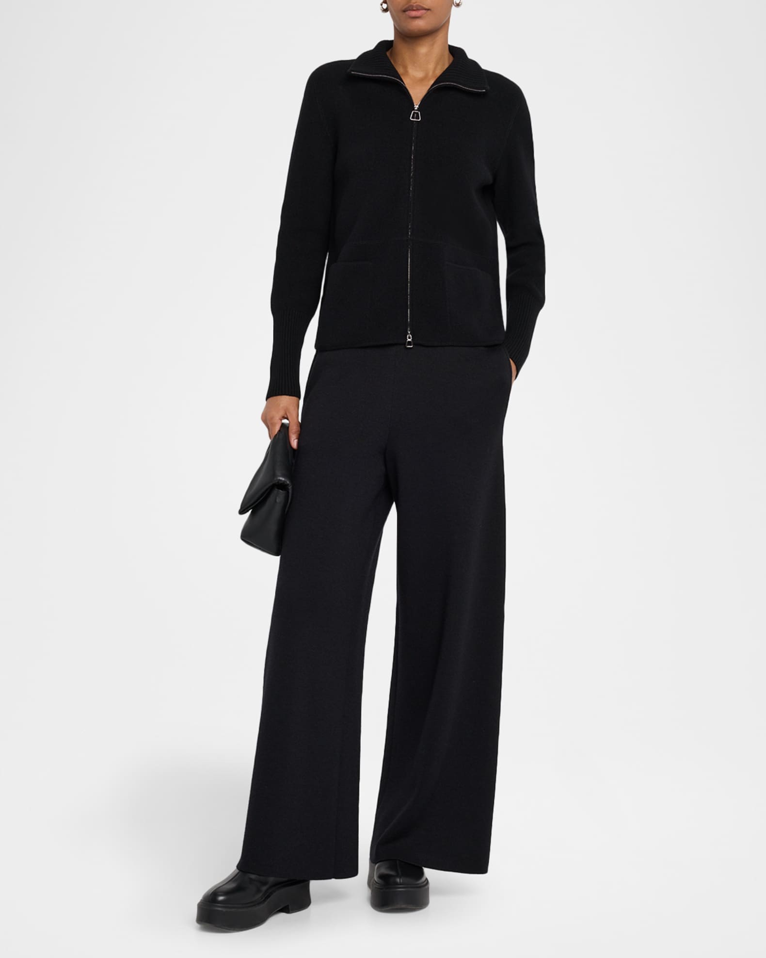 Cashmere Pique Knit Zip Cardigan 1