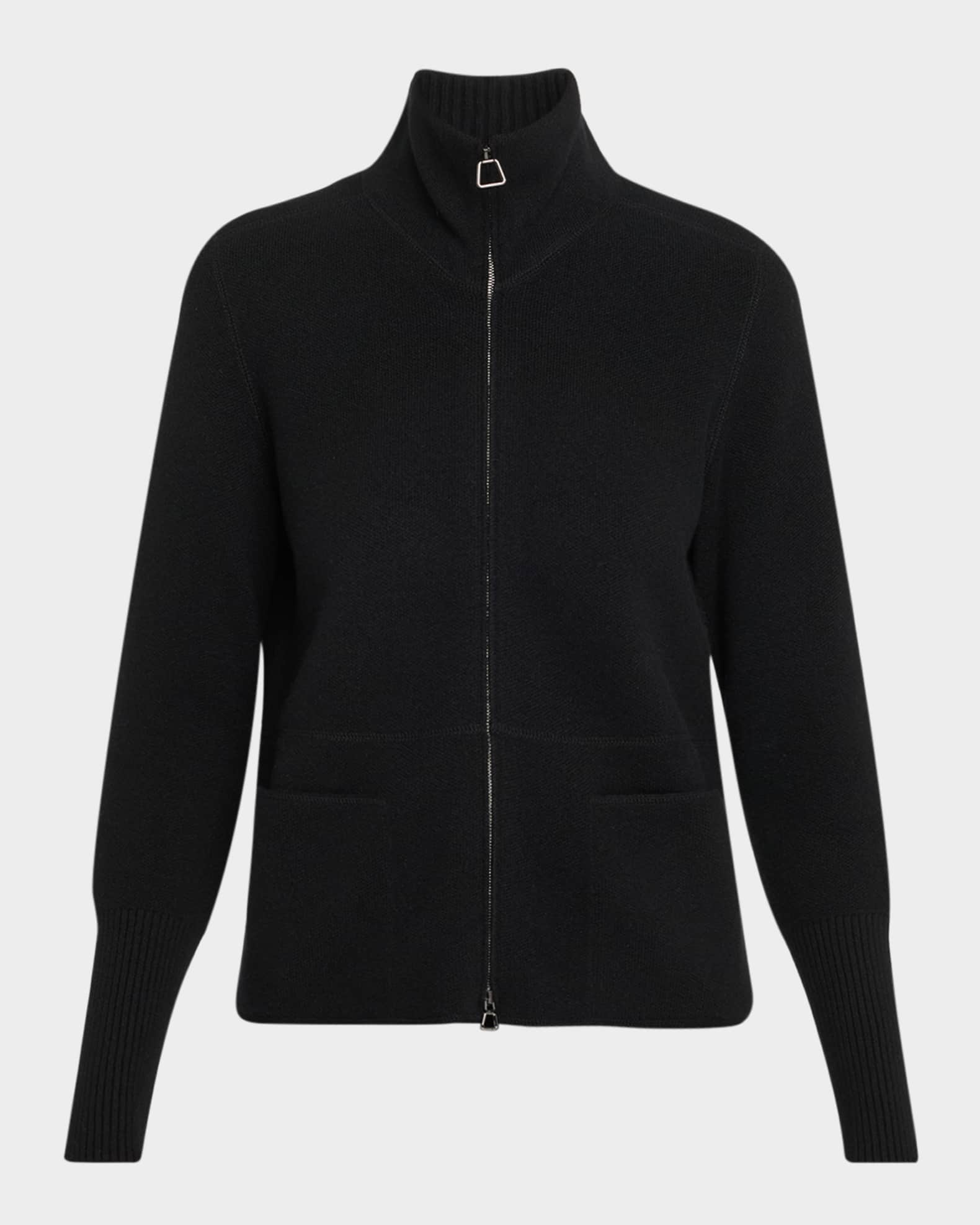 Cashmere Pique Knit Zip Cardigan 0