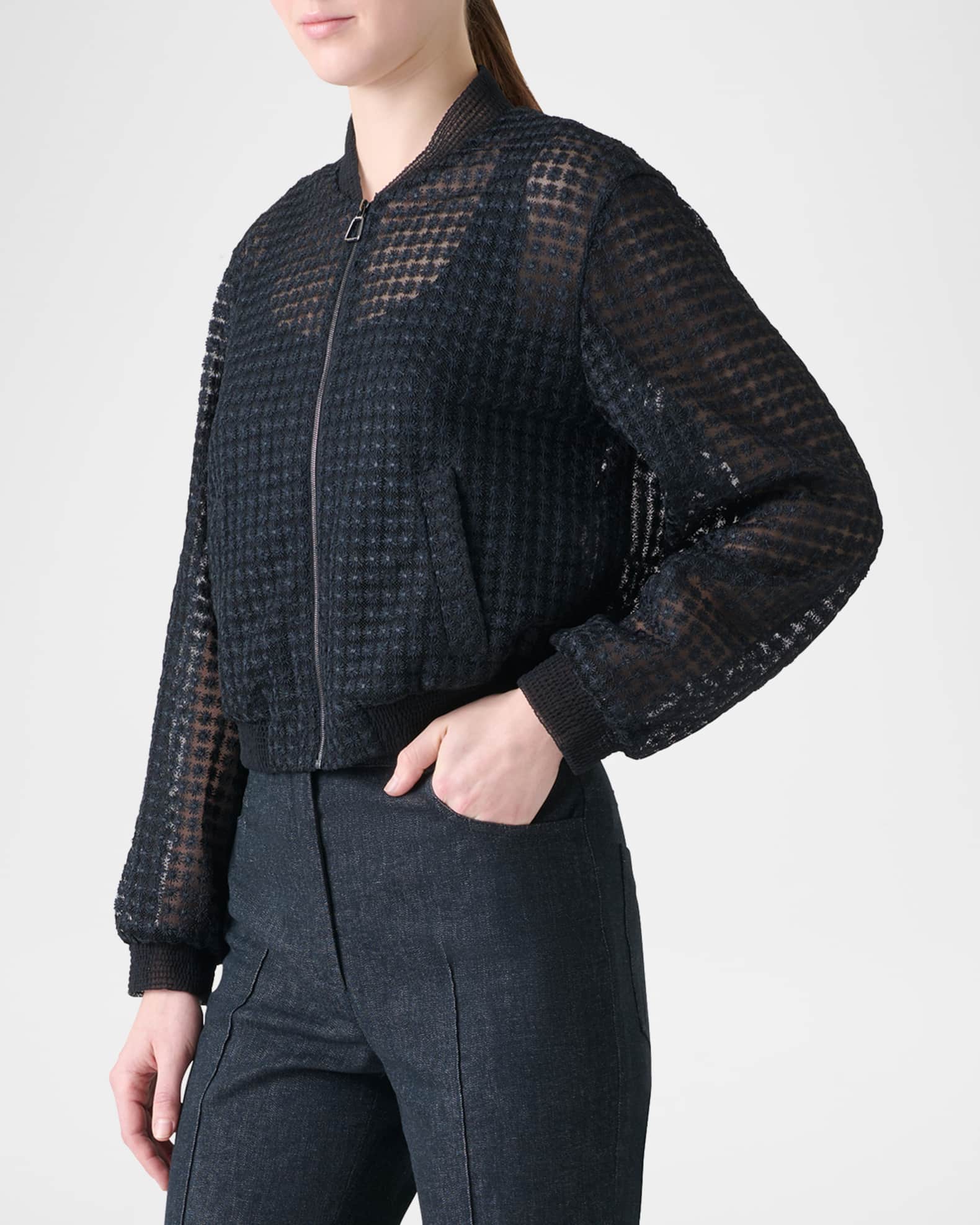 Akris Taide Flower Embroidered Tulle Bomber Jacket | Neiman