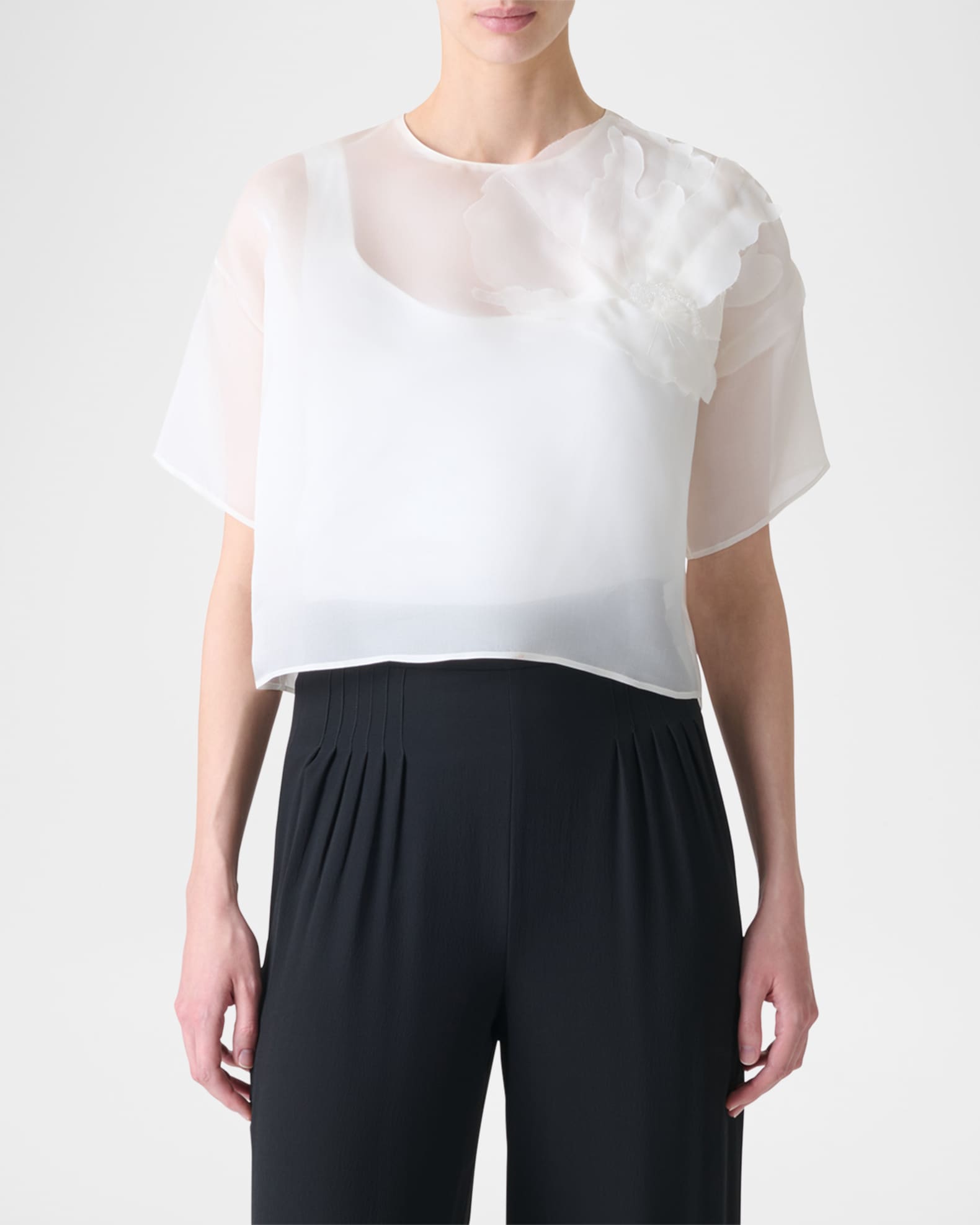 3D Anemone Silk Organza Blouse 1