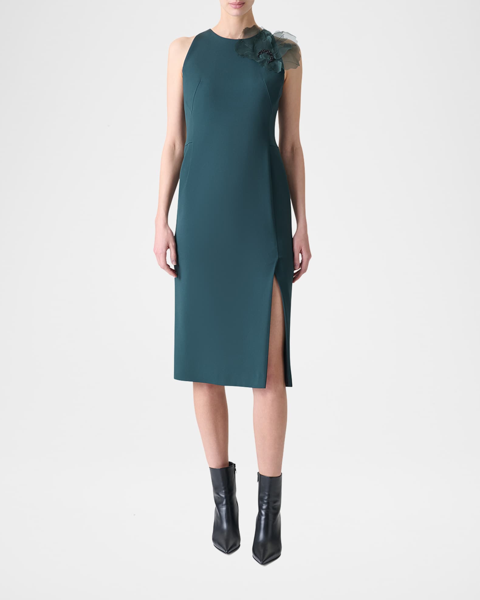 3D Anemone Flower Silk Crepe Sheath Dress 1