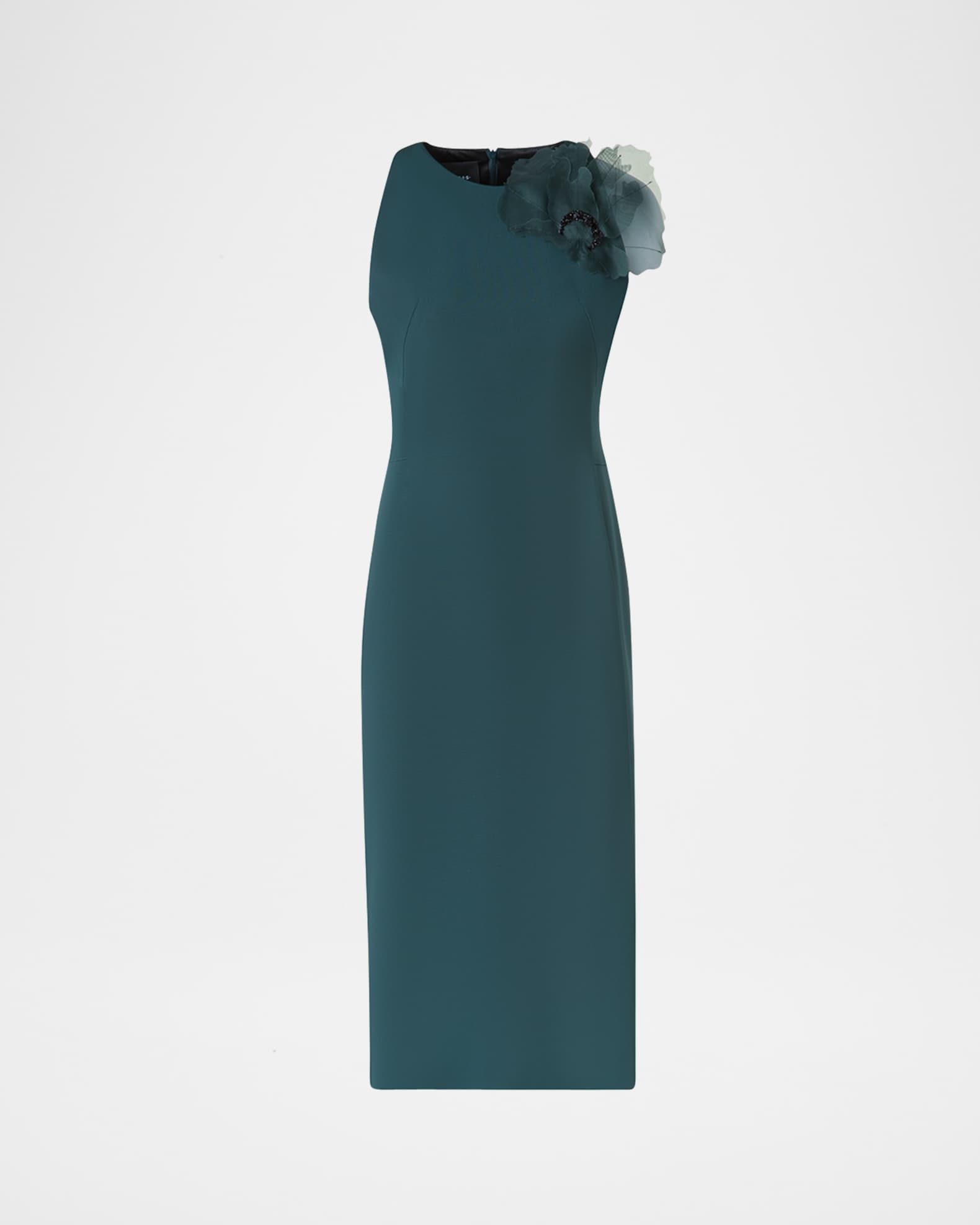 3D Anemone Flower Silk Crepe Sheath Dress 0