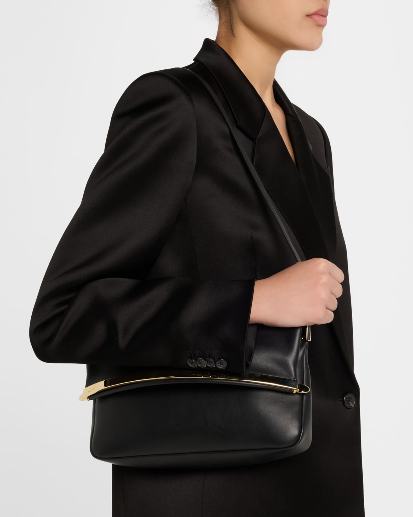 Golden Flap Leather Shoulder Bag 1