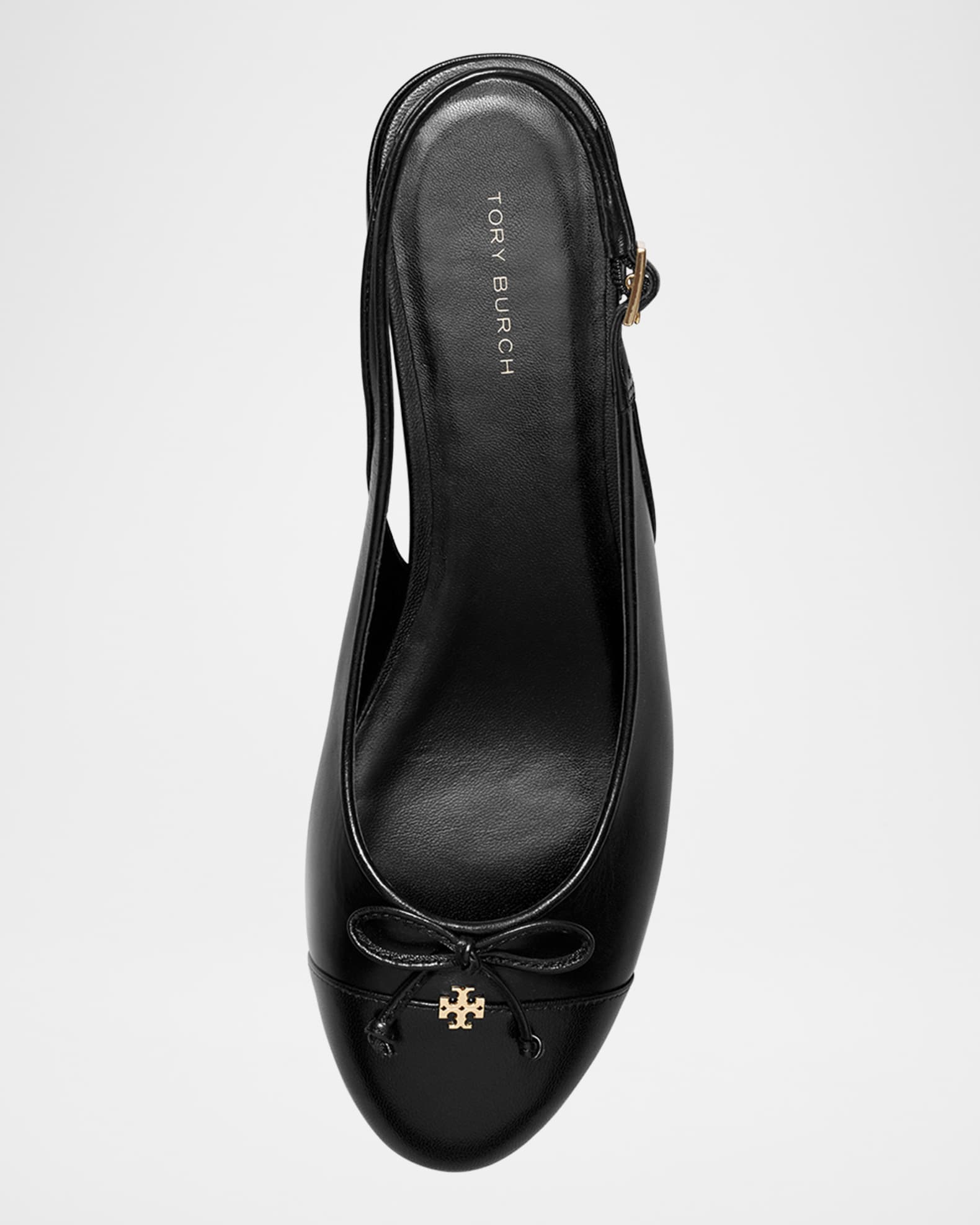 Cap-Toe Leather Slingback Ballerina Flats