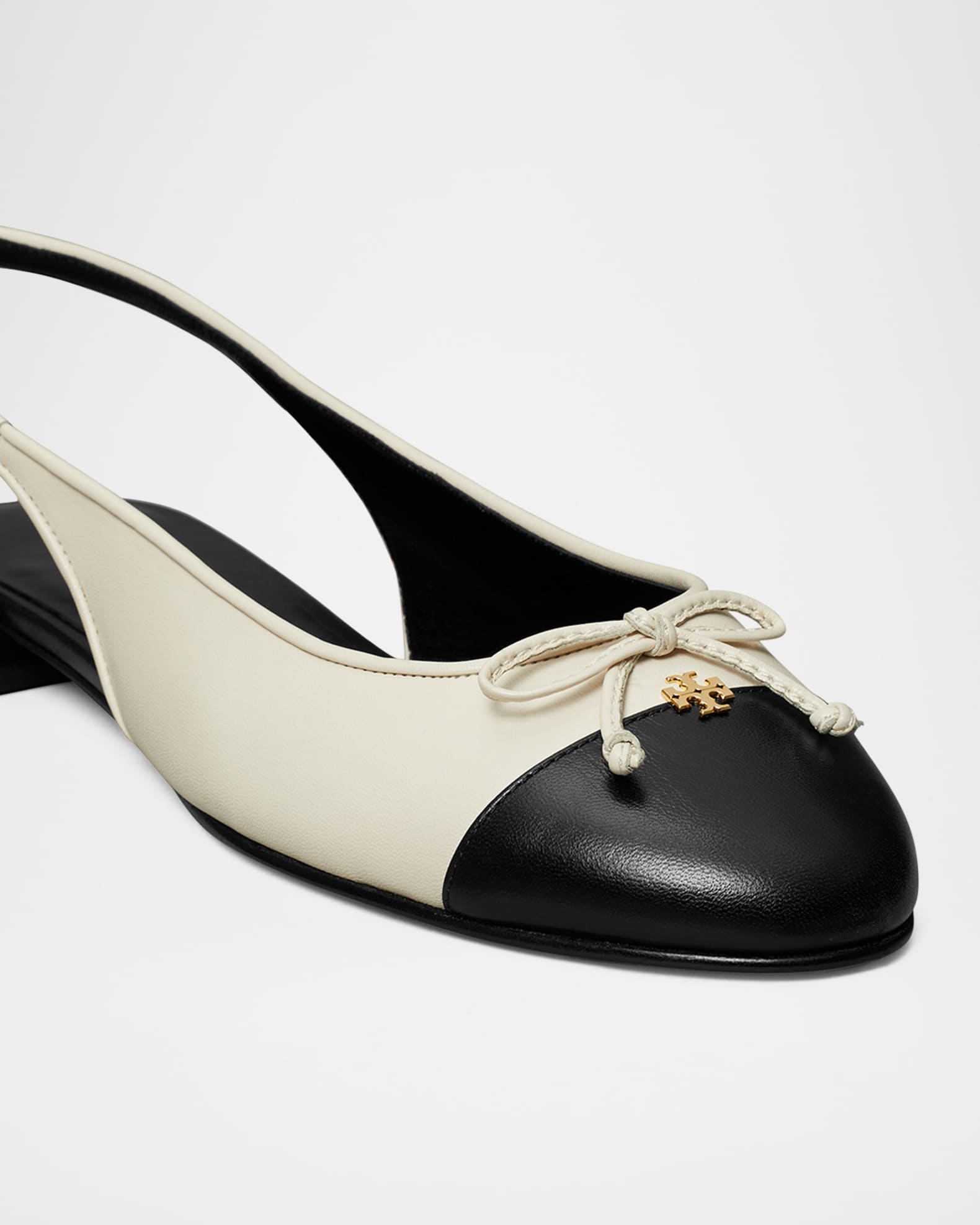Cap-Toe Leather Slingback Ballerina Flats 1