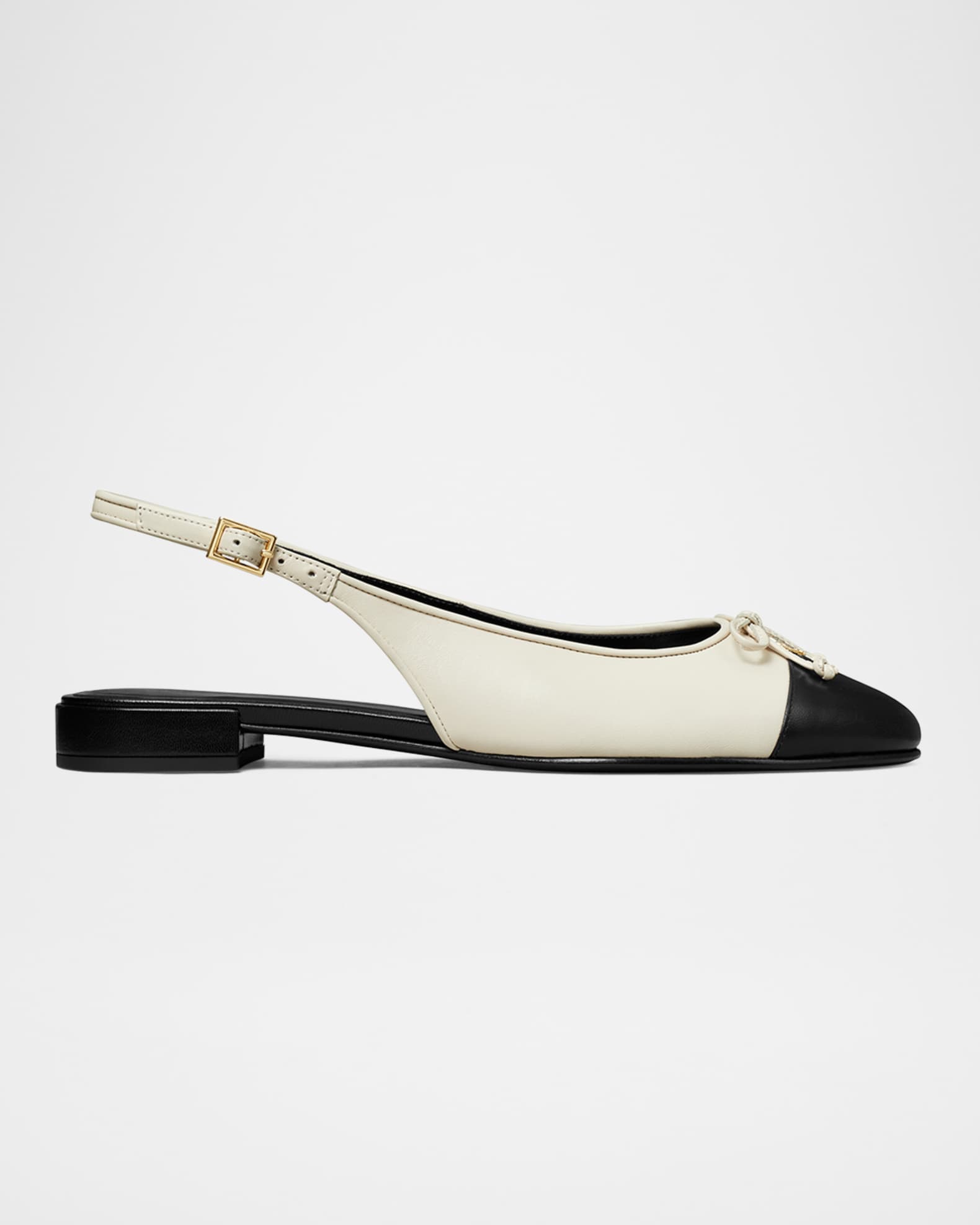Cap-Toe Leather Slingback Ballerina Flats 0