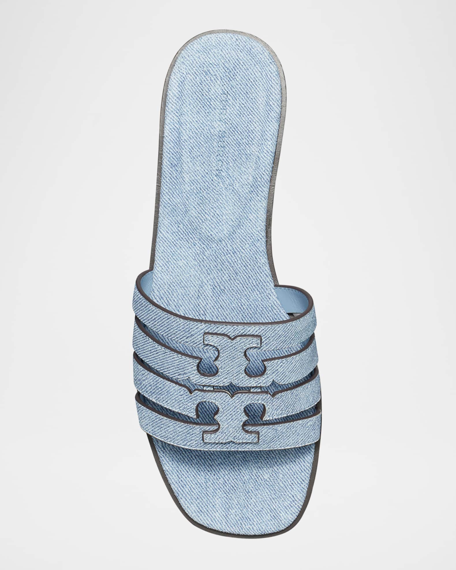 Tory Burch Ines Caged Denim Flat Slide Sandals Neiman Marcus