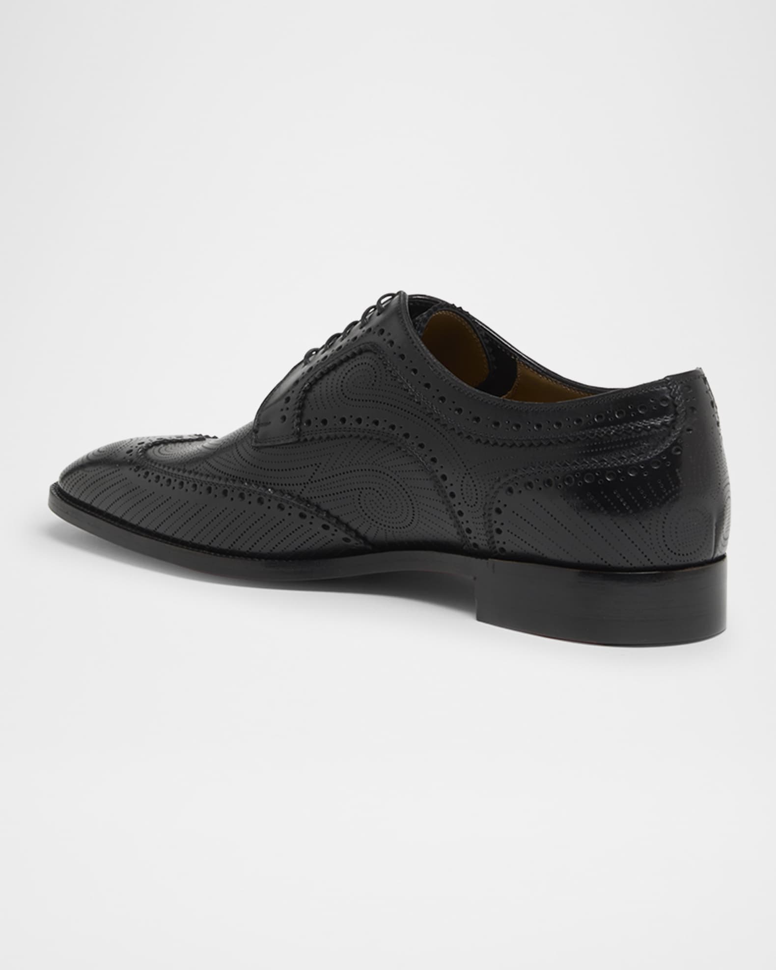 Men's Grave Patterned Leather Derby Shoes 1