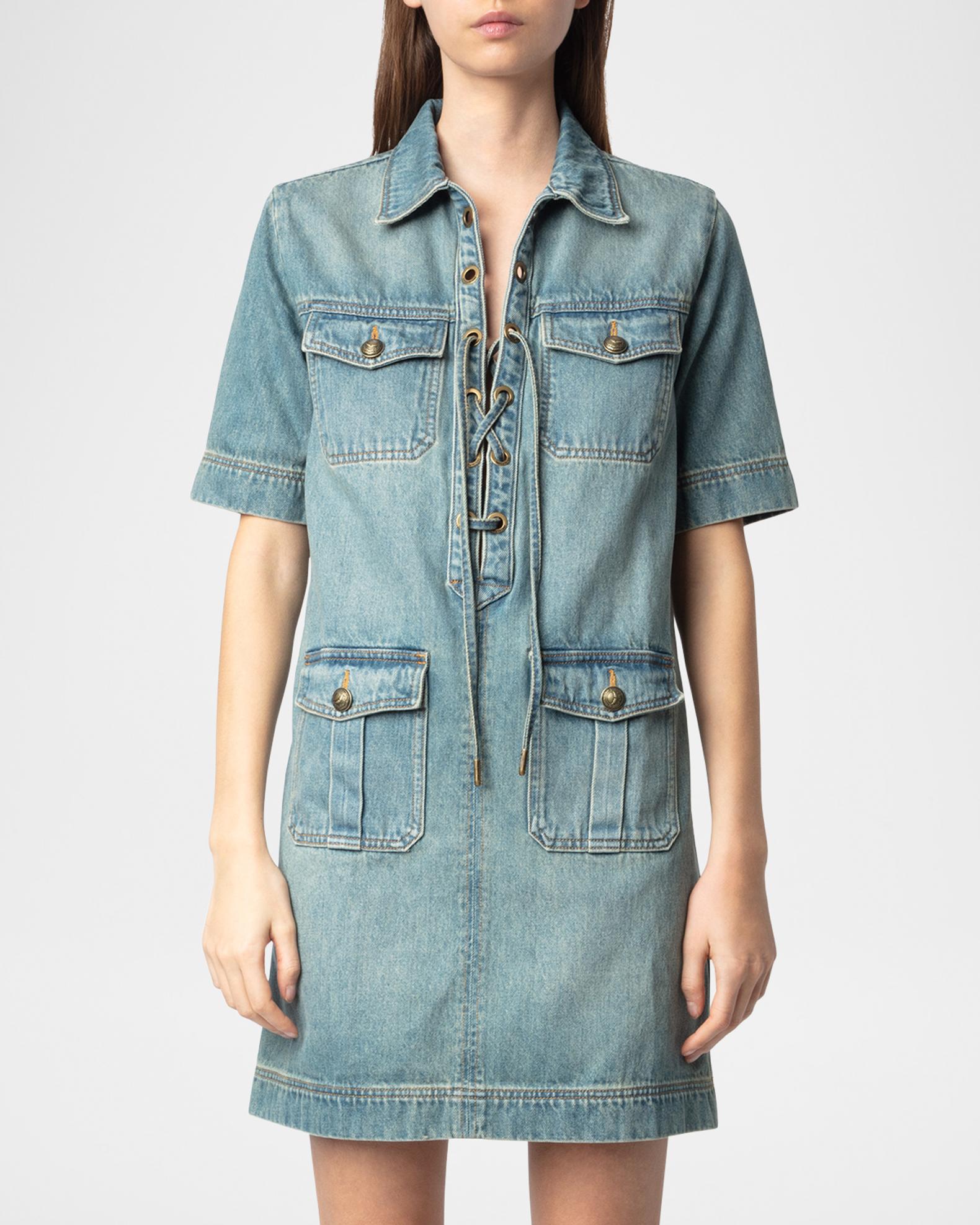 denim dress neiman marcus ALICE + OLIVIA Kendall Denim Halter Mini Dress
