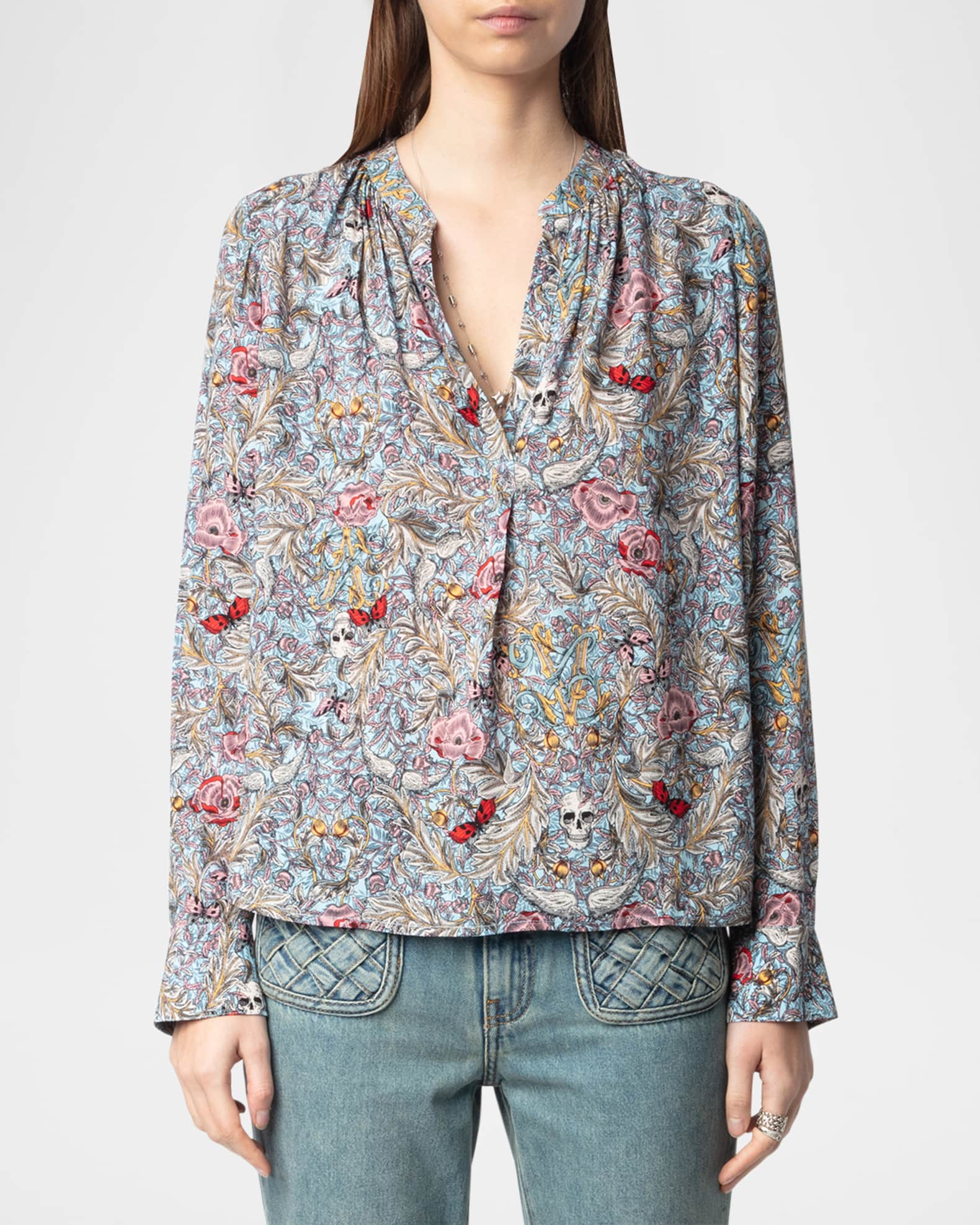 最新のデザイン & Zadig Voltaire Neiman | Blouse Flowers British Soft Tink トップス