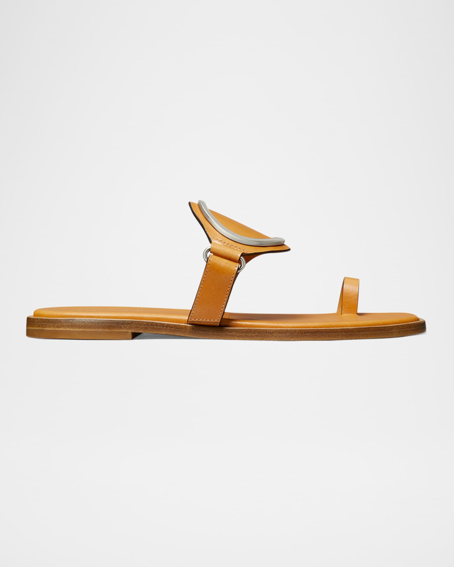 Leather Ring Flat Slide Sandals 0