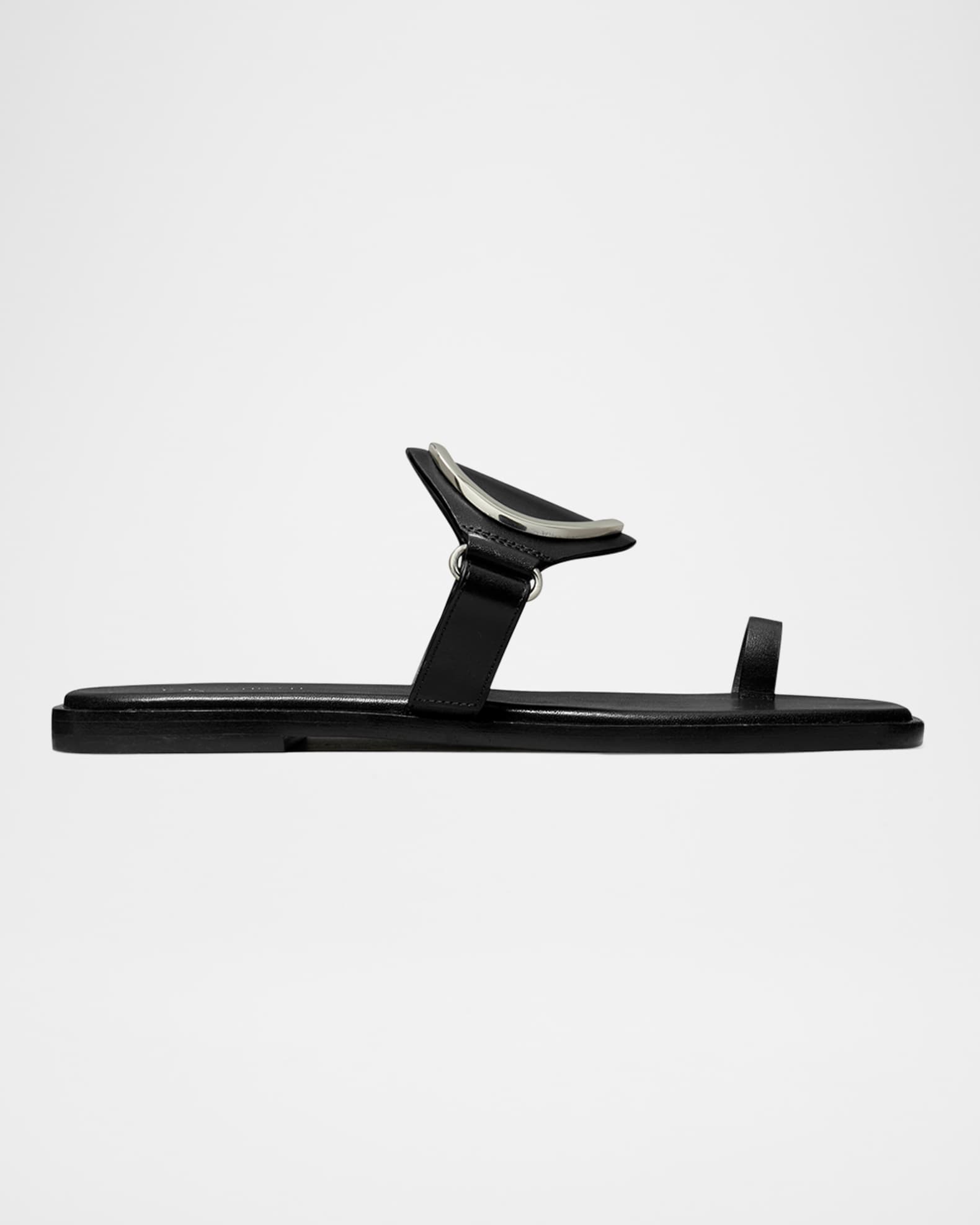 Leather Ring Flat Slide Sandals 0