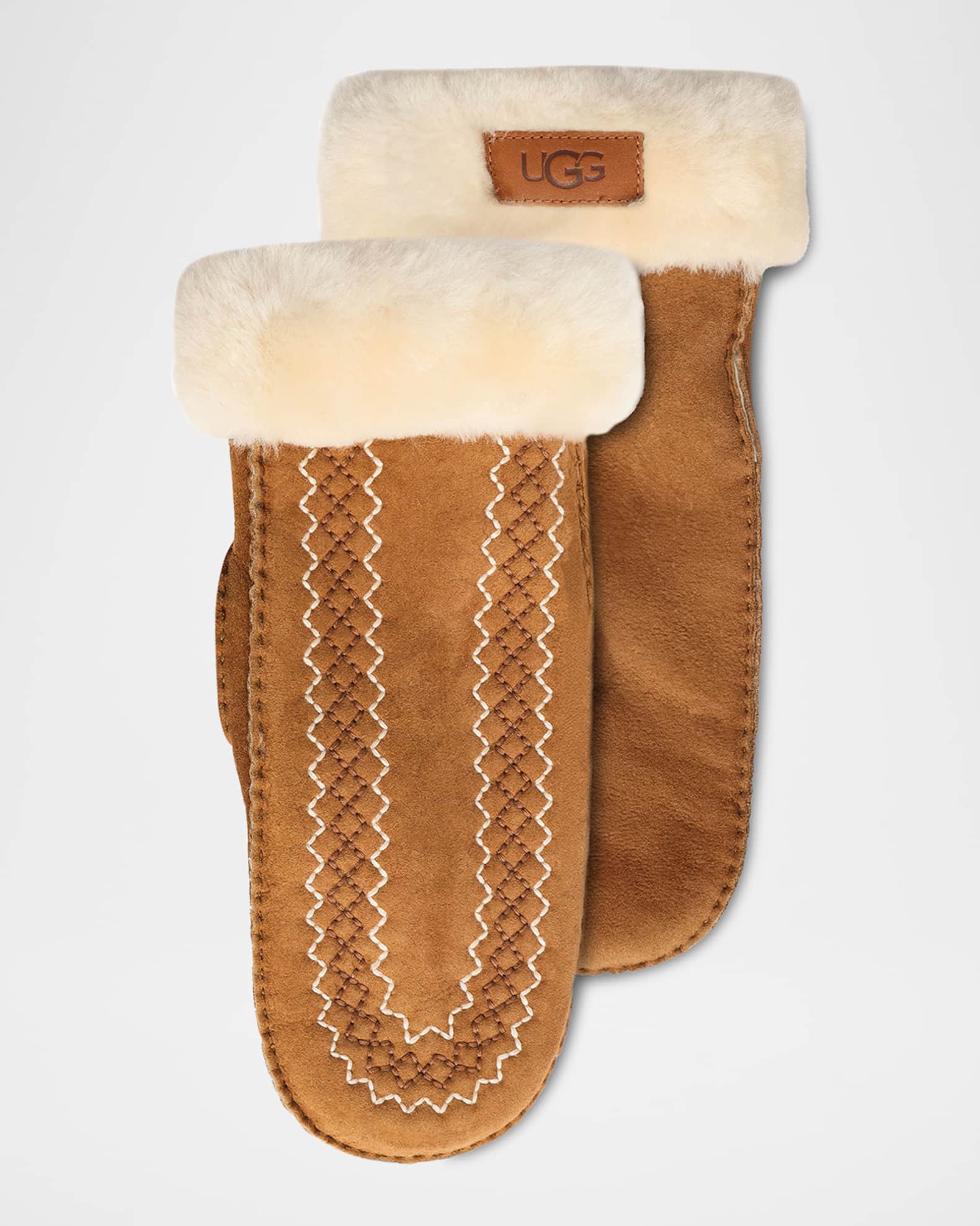 Atherson Embroidered Shearling Mittens 0