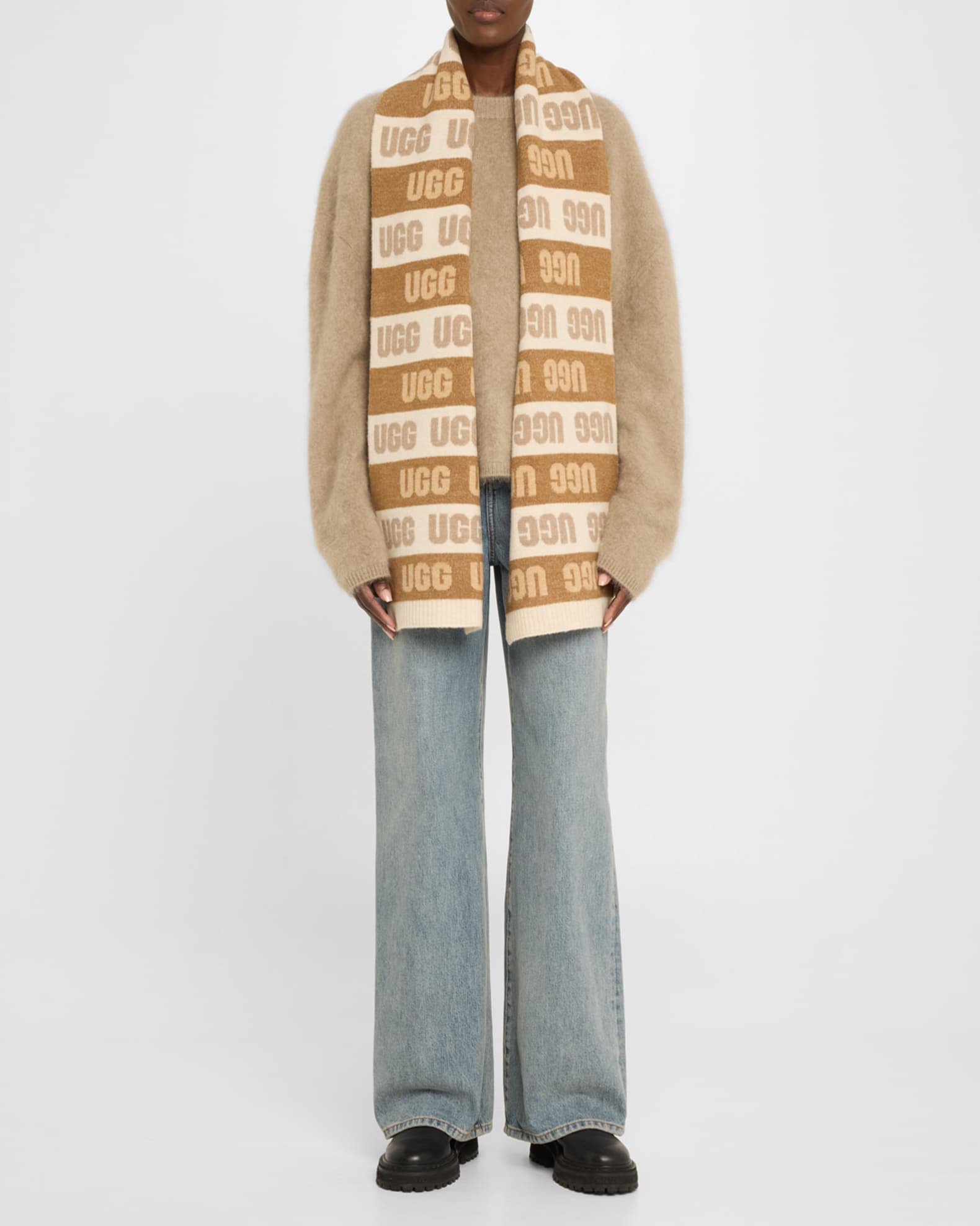 UGG Logo Graphic Striped Scarf | Neiman Marcus
