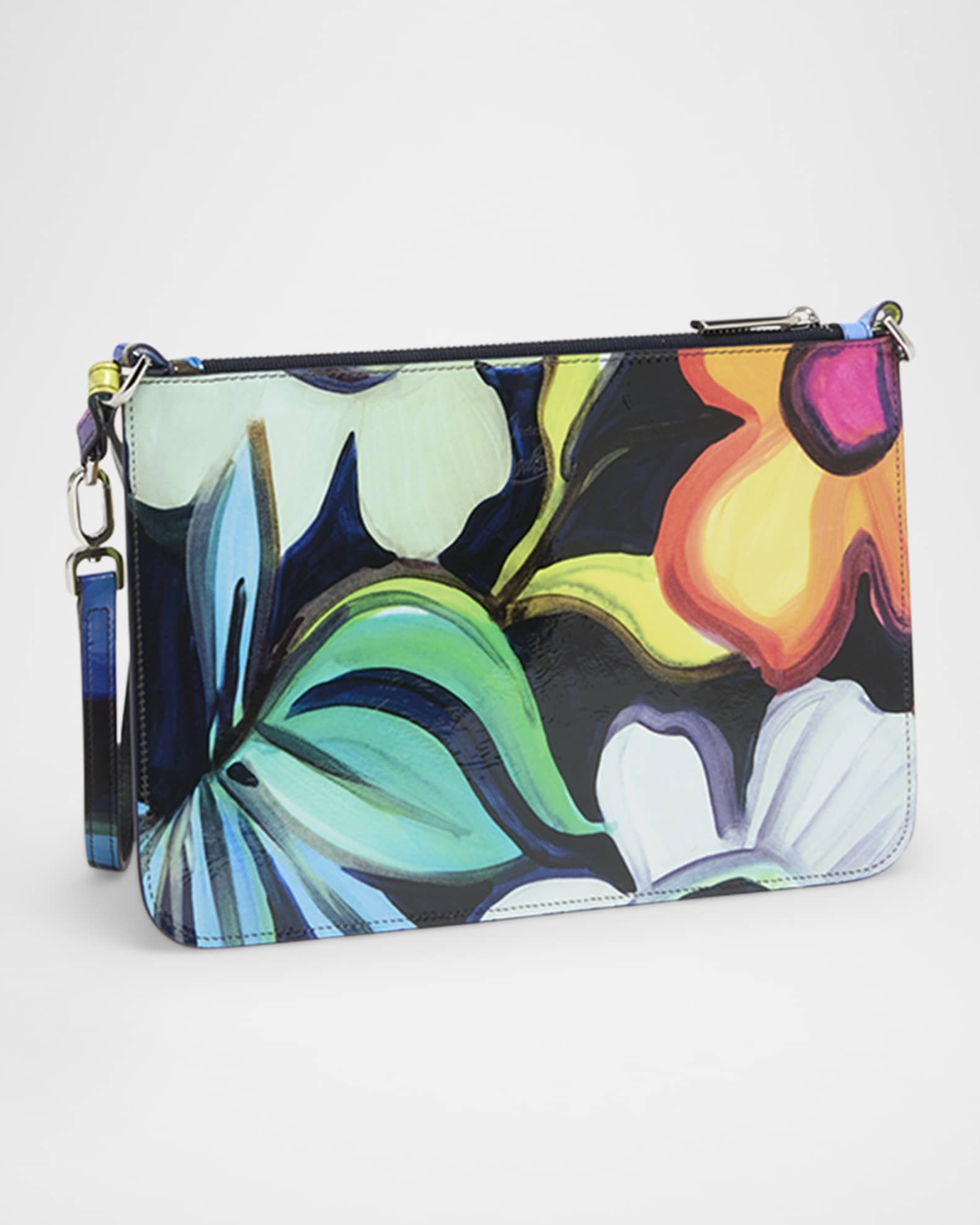 Loubi54 Floral-Print Naplak Leather Pouch Bag 1