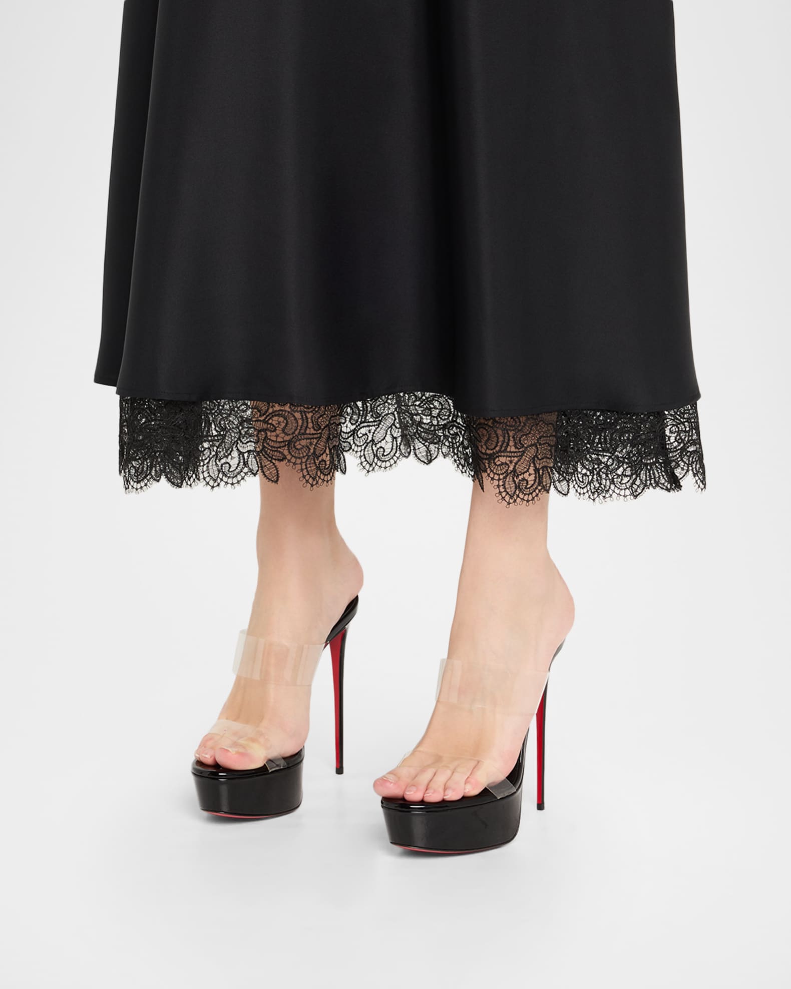 Just Nothing Clear Red Sole Platform Slide Sandals 1