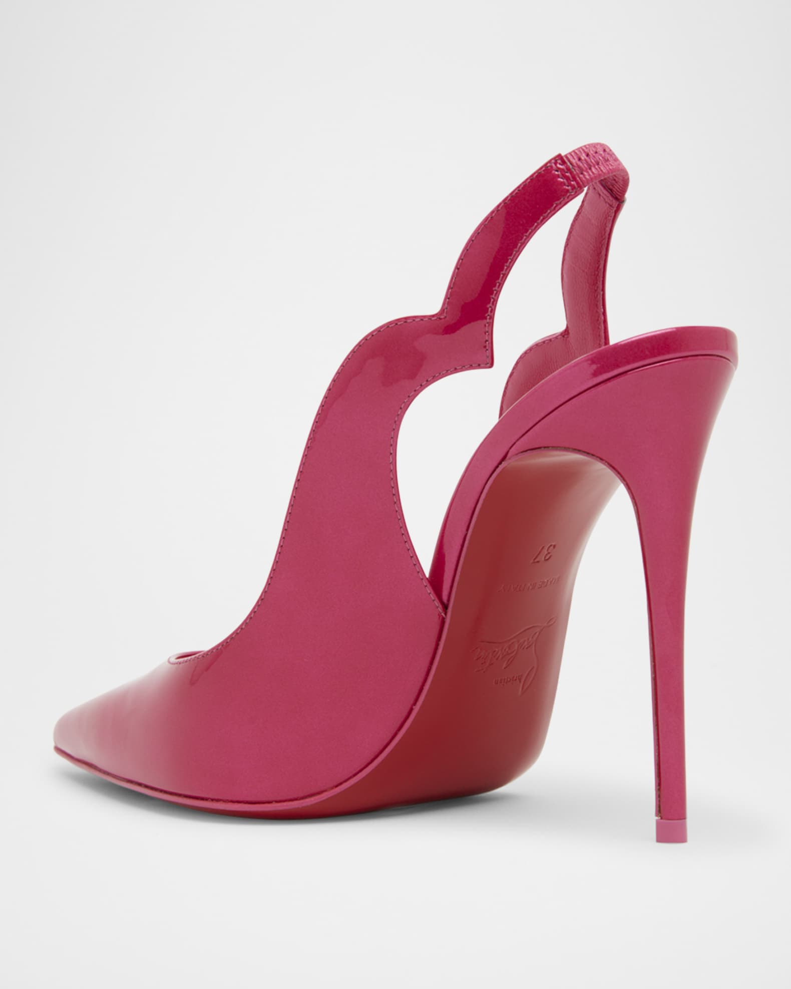 Hot Chick Patent Red Sole Slingback Pumps 1