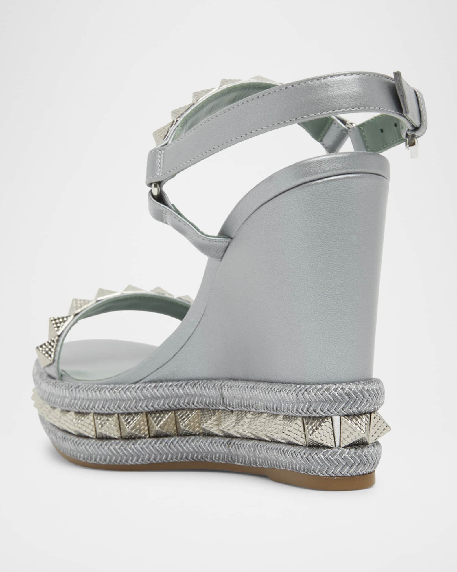 Pyraclou Metallic Spike Red Sole Wedge Sandals 1
