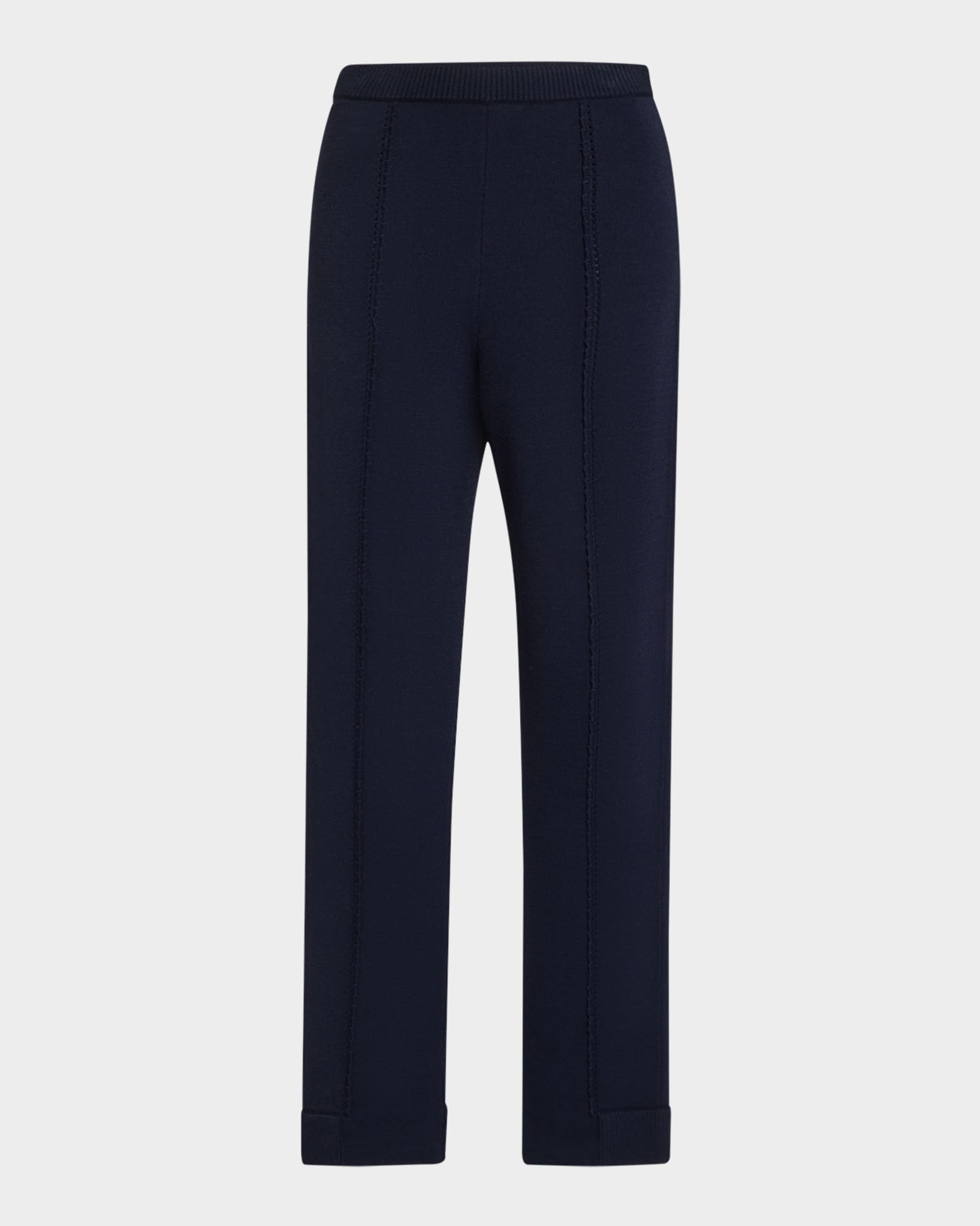 Mixed Gauge Rib Knit Straight-Leg Ankle Pants 0