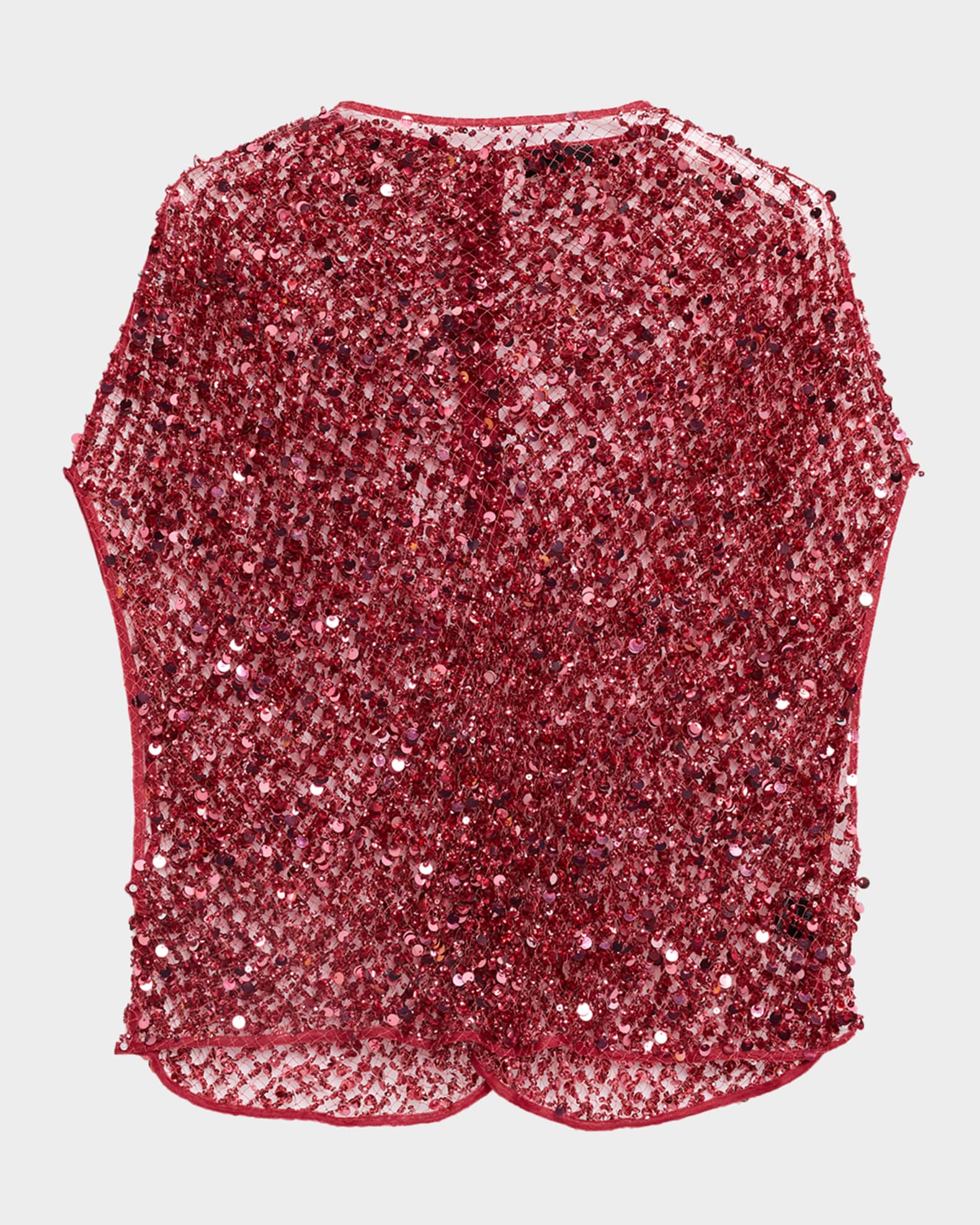 Sequin Net Mesh Cape Top 0