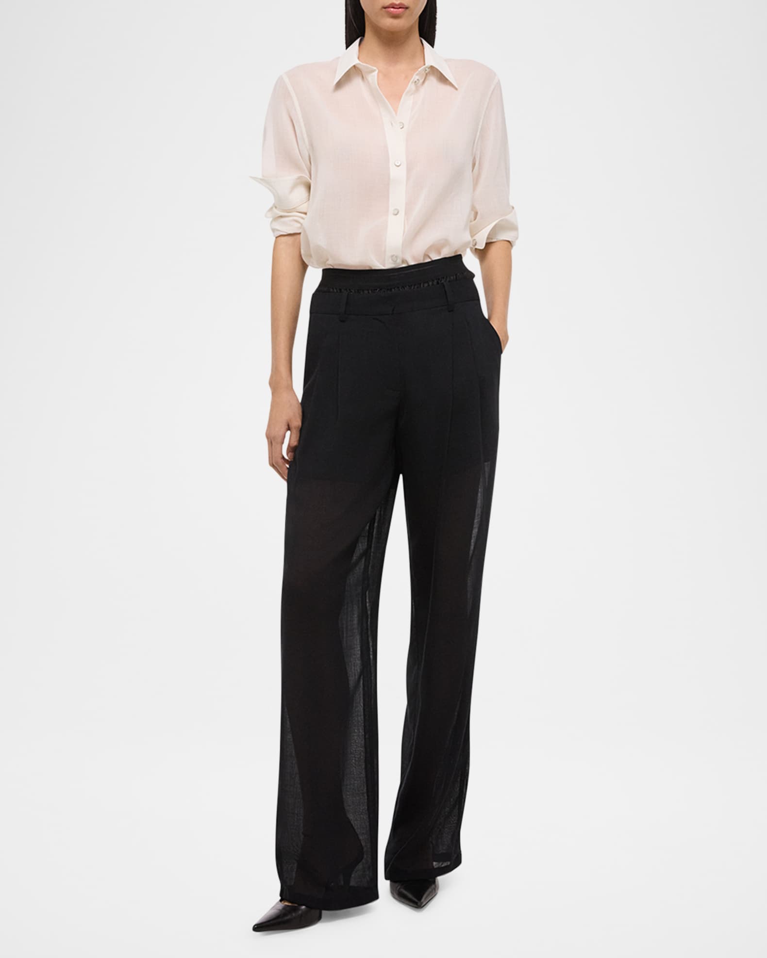 Pleated Double-Waistband Pants 1