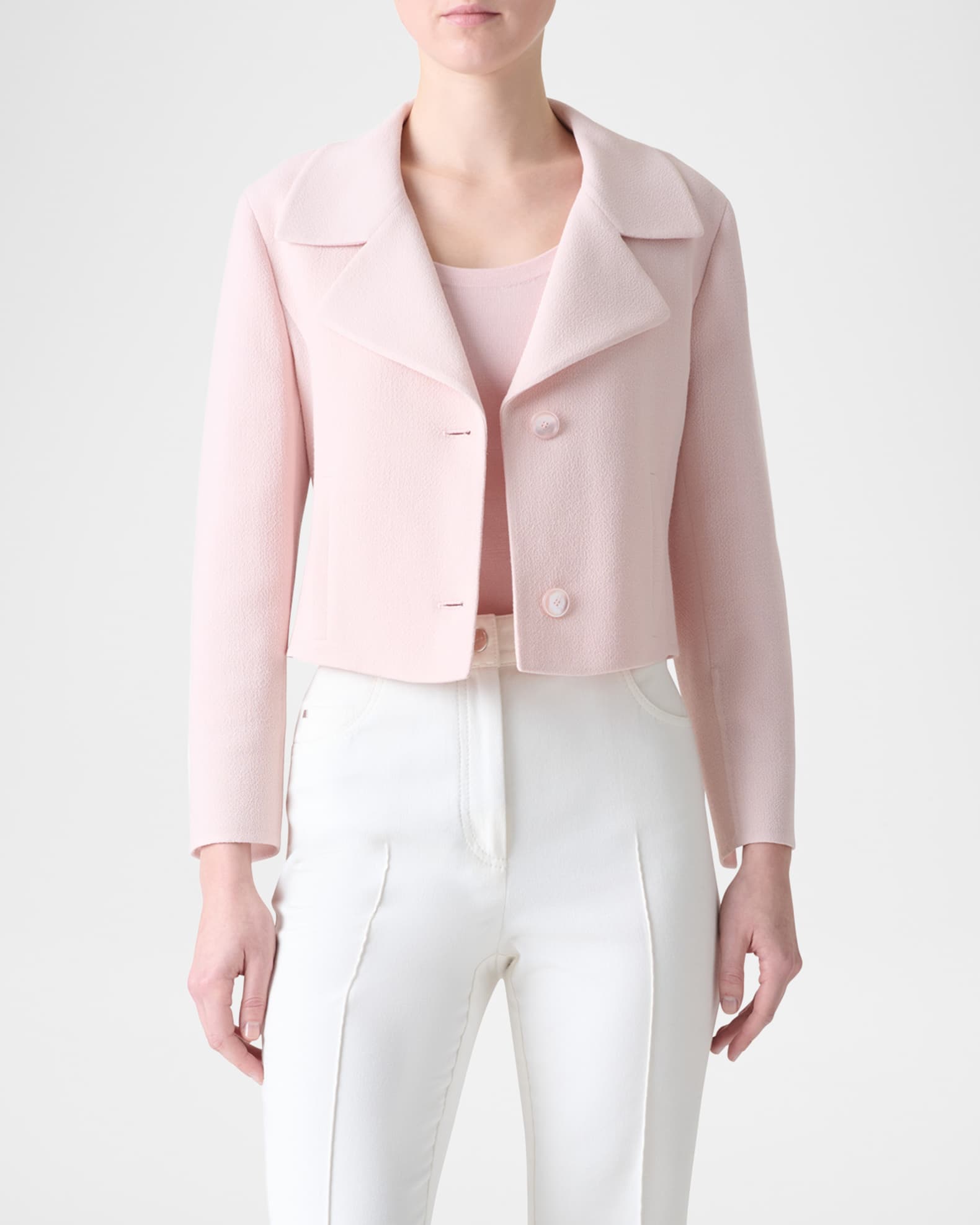 Wide Lapel Single-Breasted Crop Jacket 1
