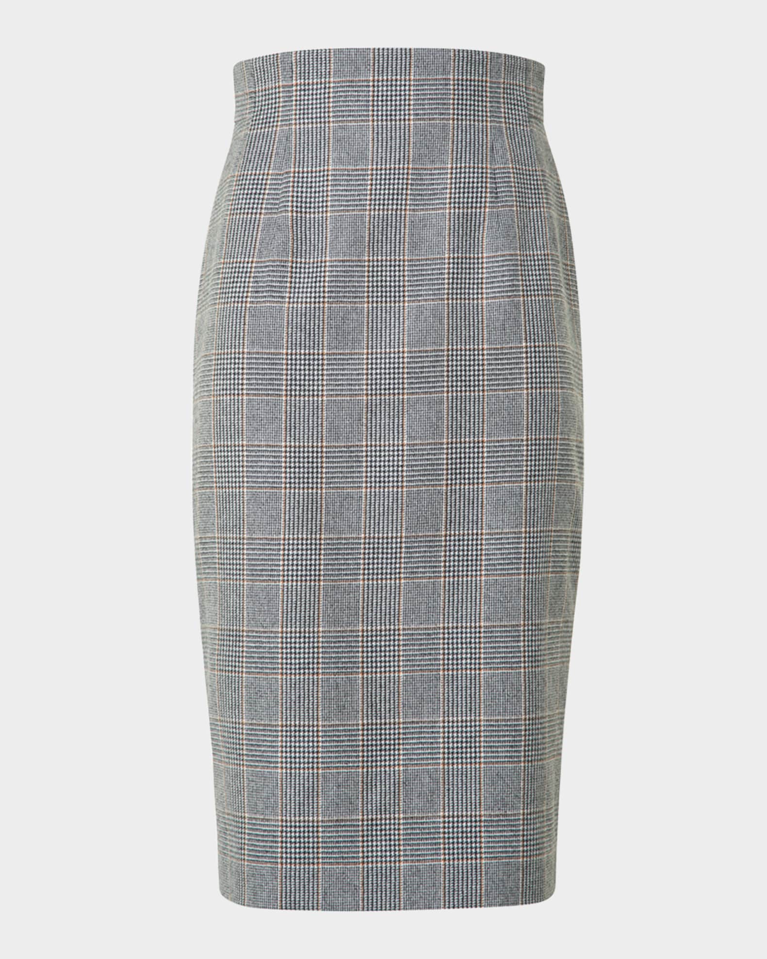 Prince Of Wales Cashmere Pencil Skirt 0