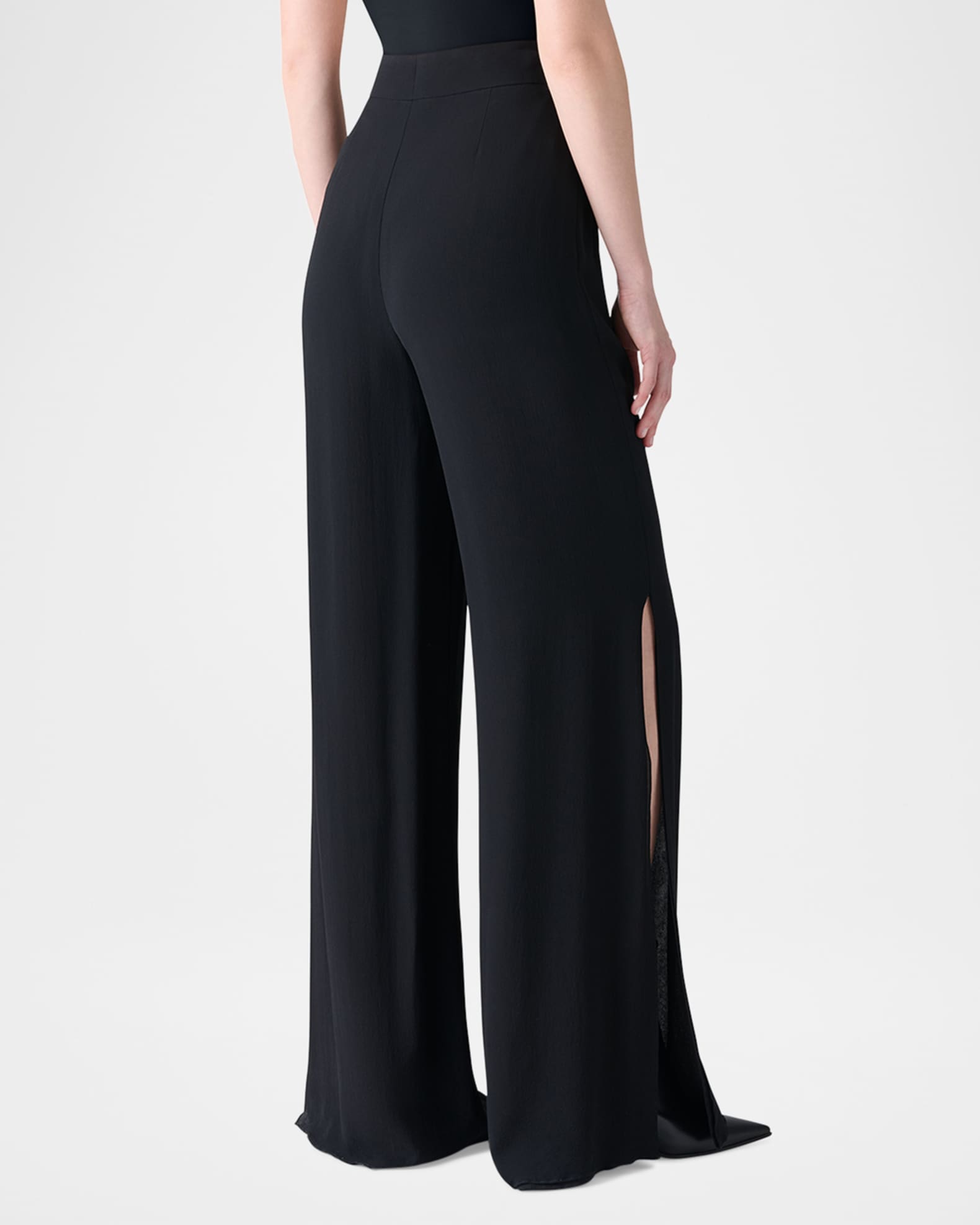 Akris Myriam Pleated Wide Silk-Georgette Pants | Neiman Marcus