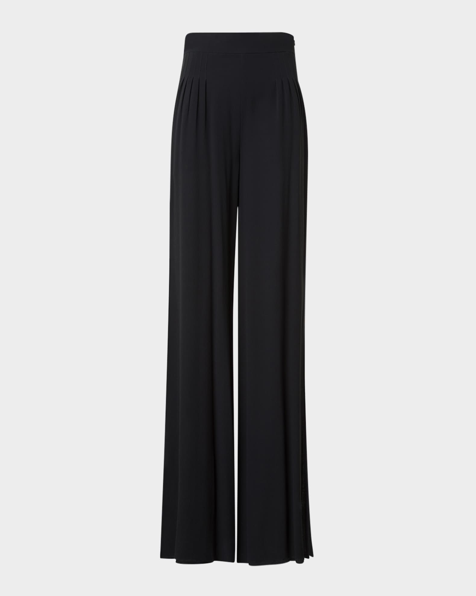 Akris Myriam Pleated Wide Silk-Georgette Pants | Neiman Marcus