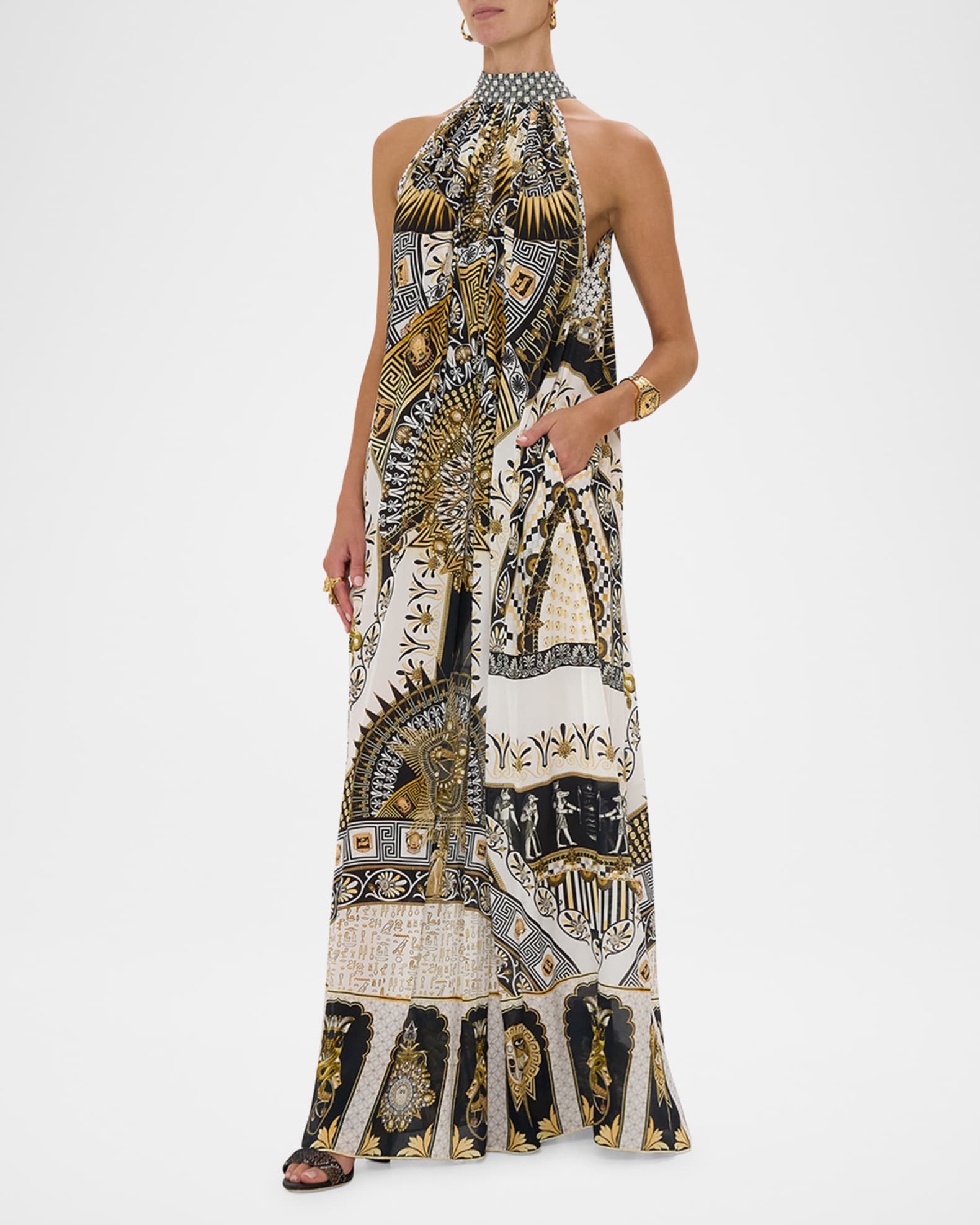 Temples of Dendara Tie-Neck Maxi Dress 1