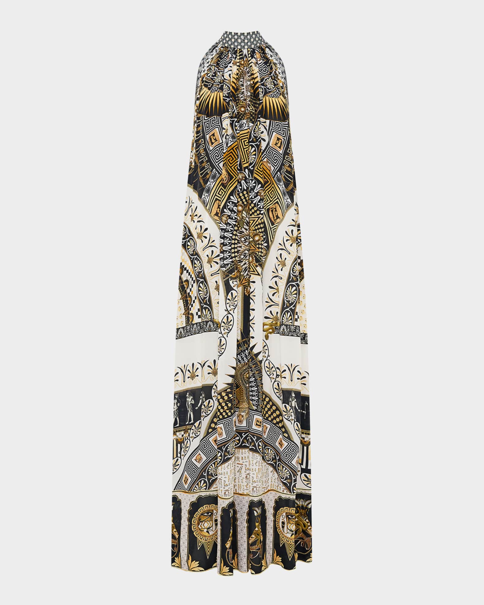 Temples of Dendara Tie-Neck Maxi Dress 0