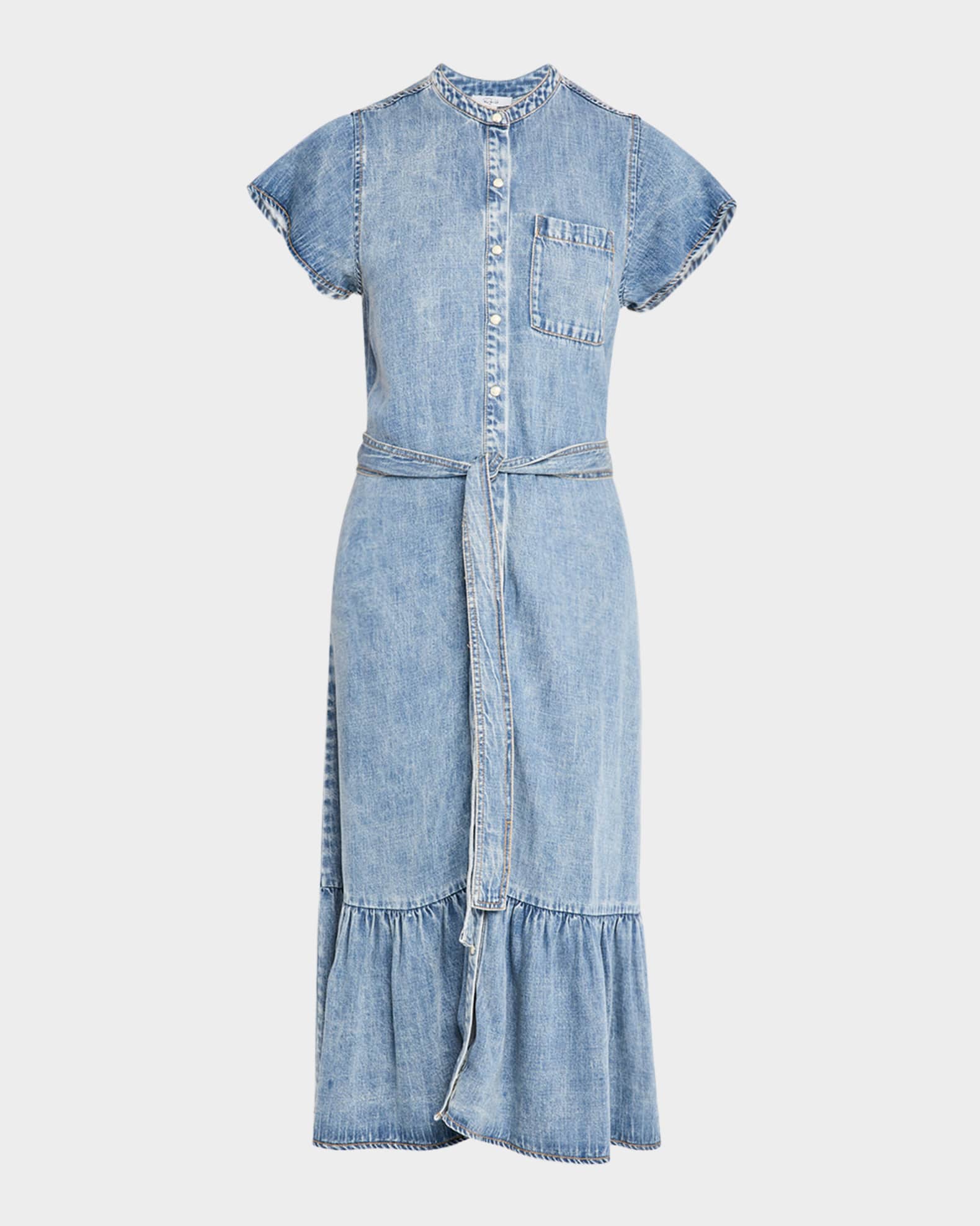 Kahlo Belted Flounce-Hem Midi Dress 0