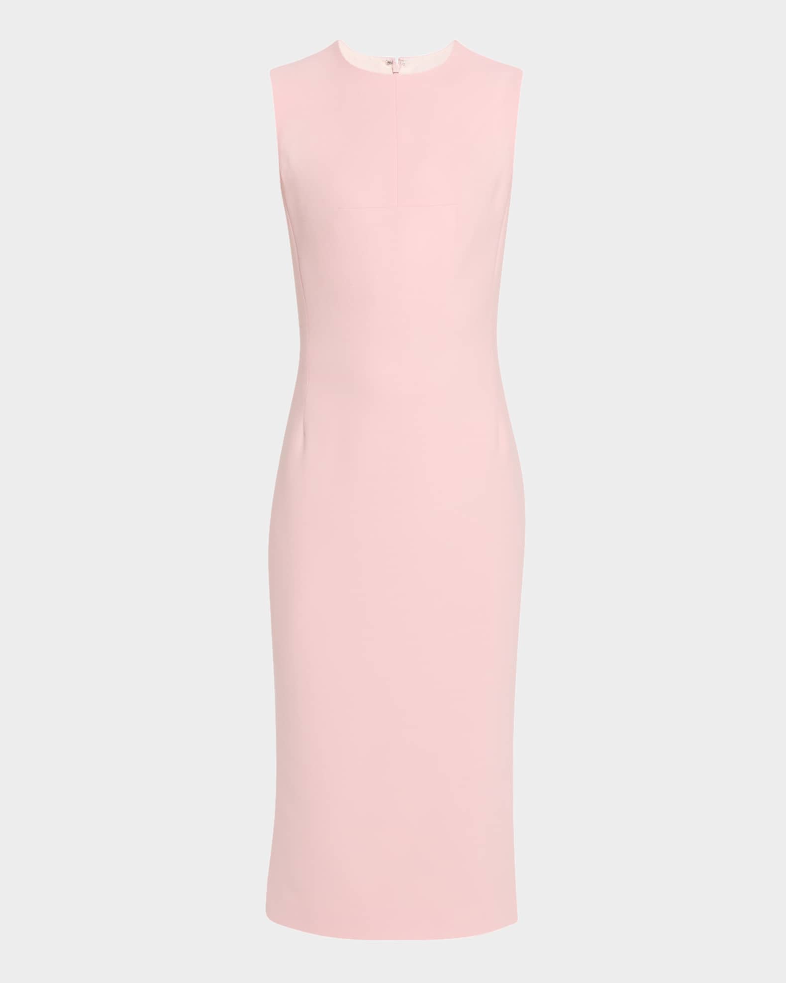 Sleeveless Pleated-Back Fitted Midi Dress 0