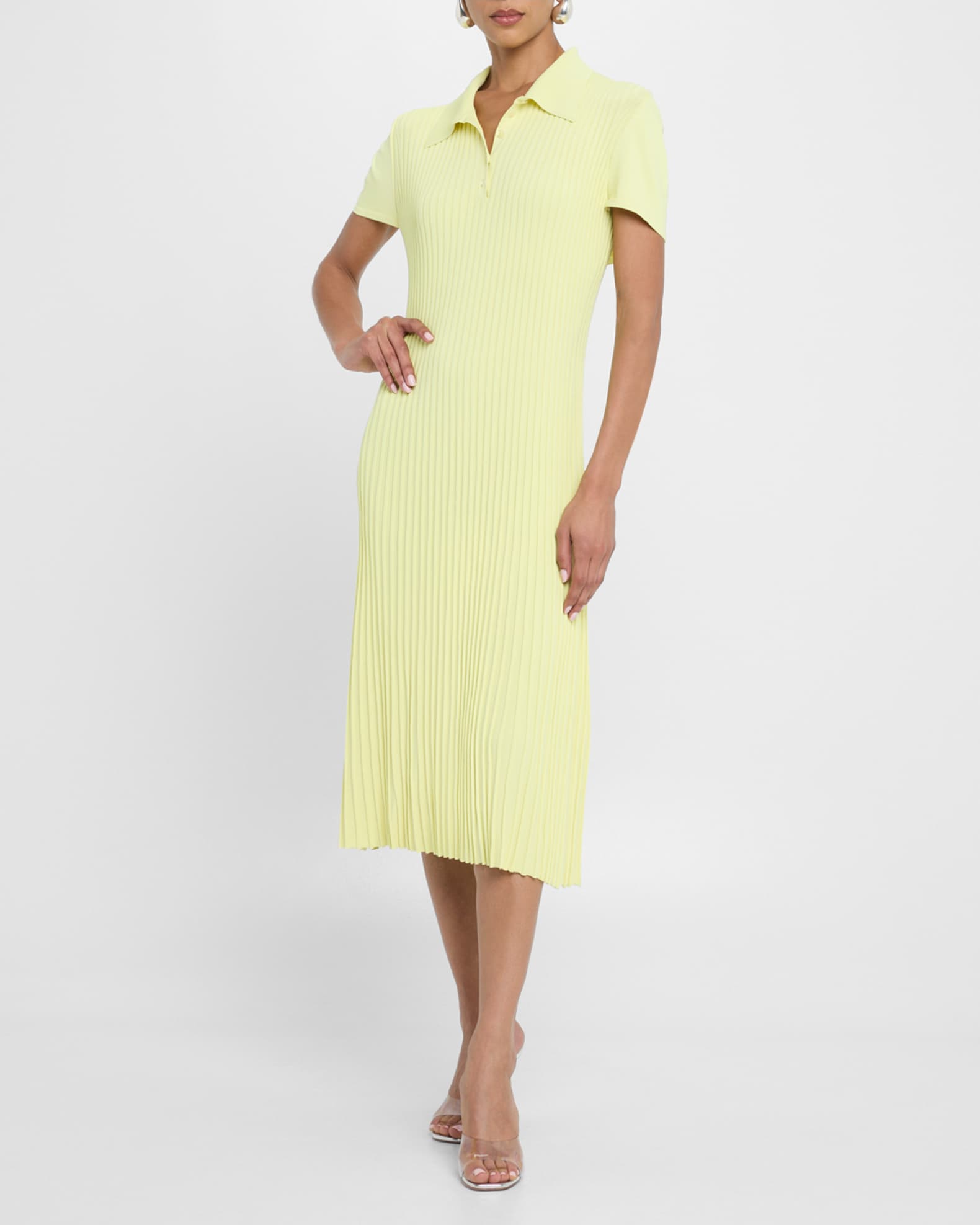 Joyce Pleated Cape Polo Midi Dress 1