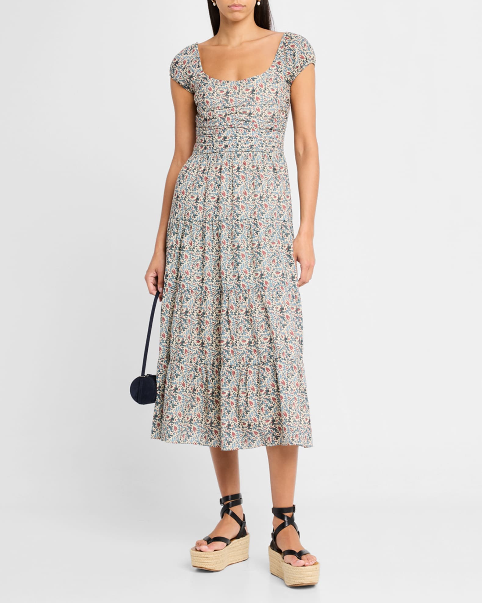 Marchella Printed Short-Sleeve Midi Dress 1