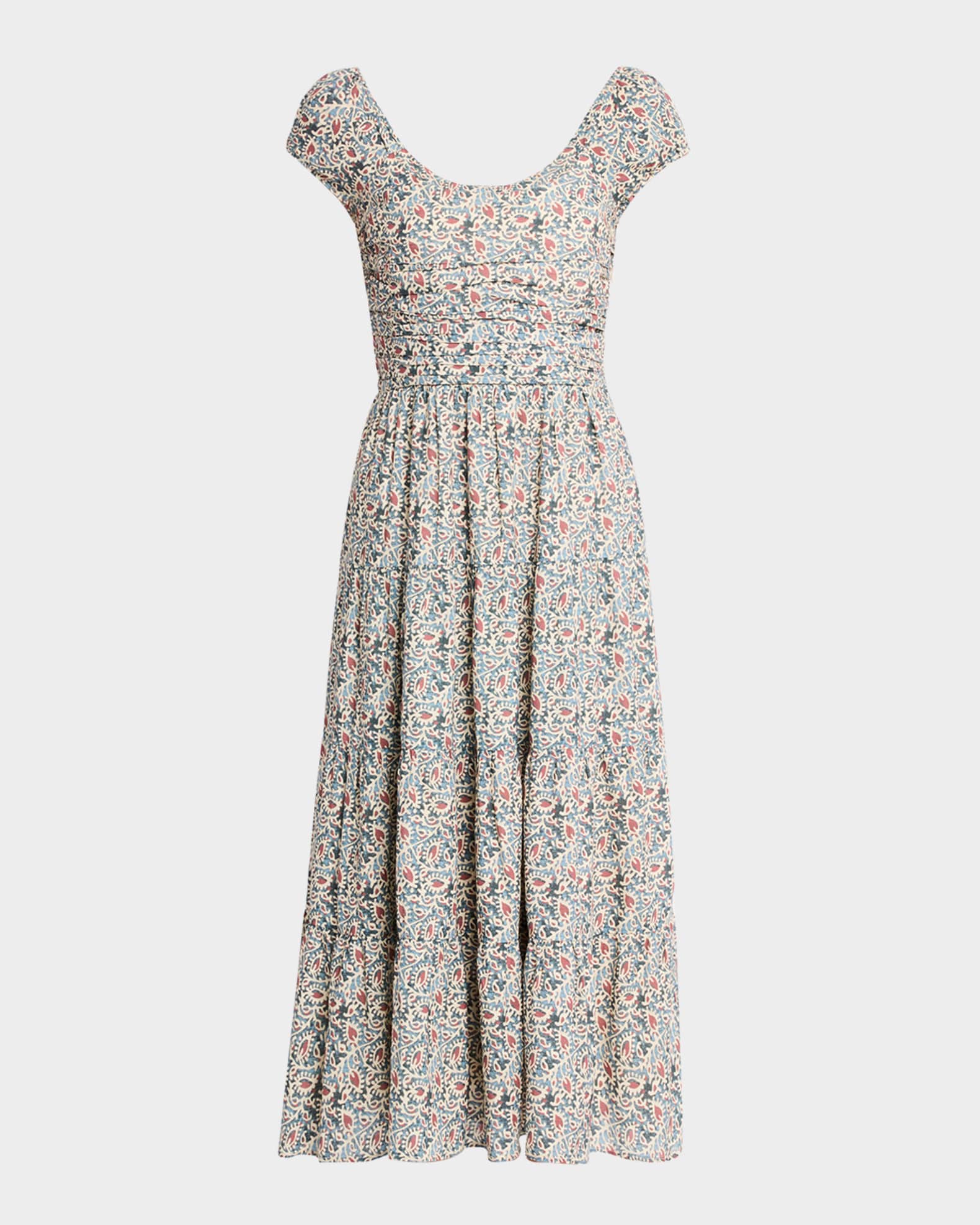 Marchella Printed Short-Sleeve Midi Dress 0
