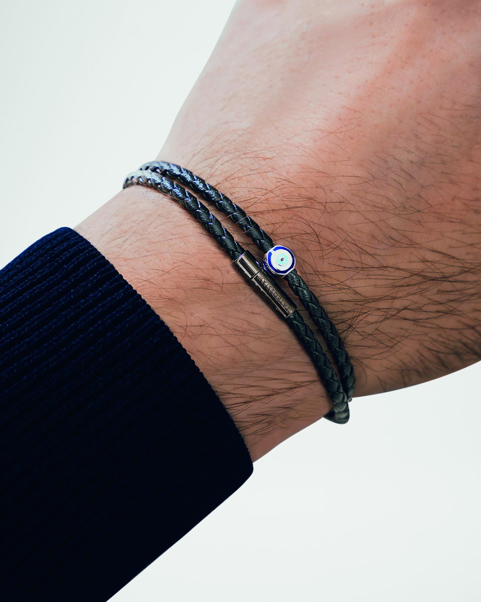 Tateossian Men's Enamel Evil Eye and Sterling Silver Mini Pop Cord